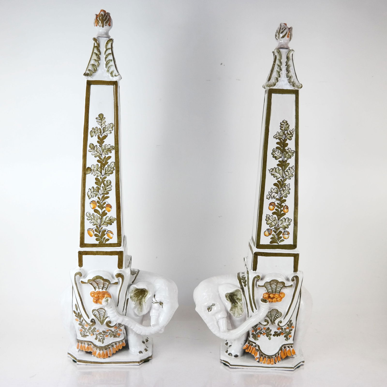 Pair of Italian Ceramic Elephant Form Obelisks (1 of 11)