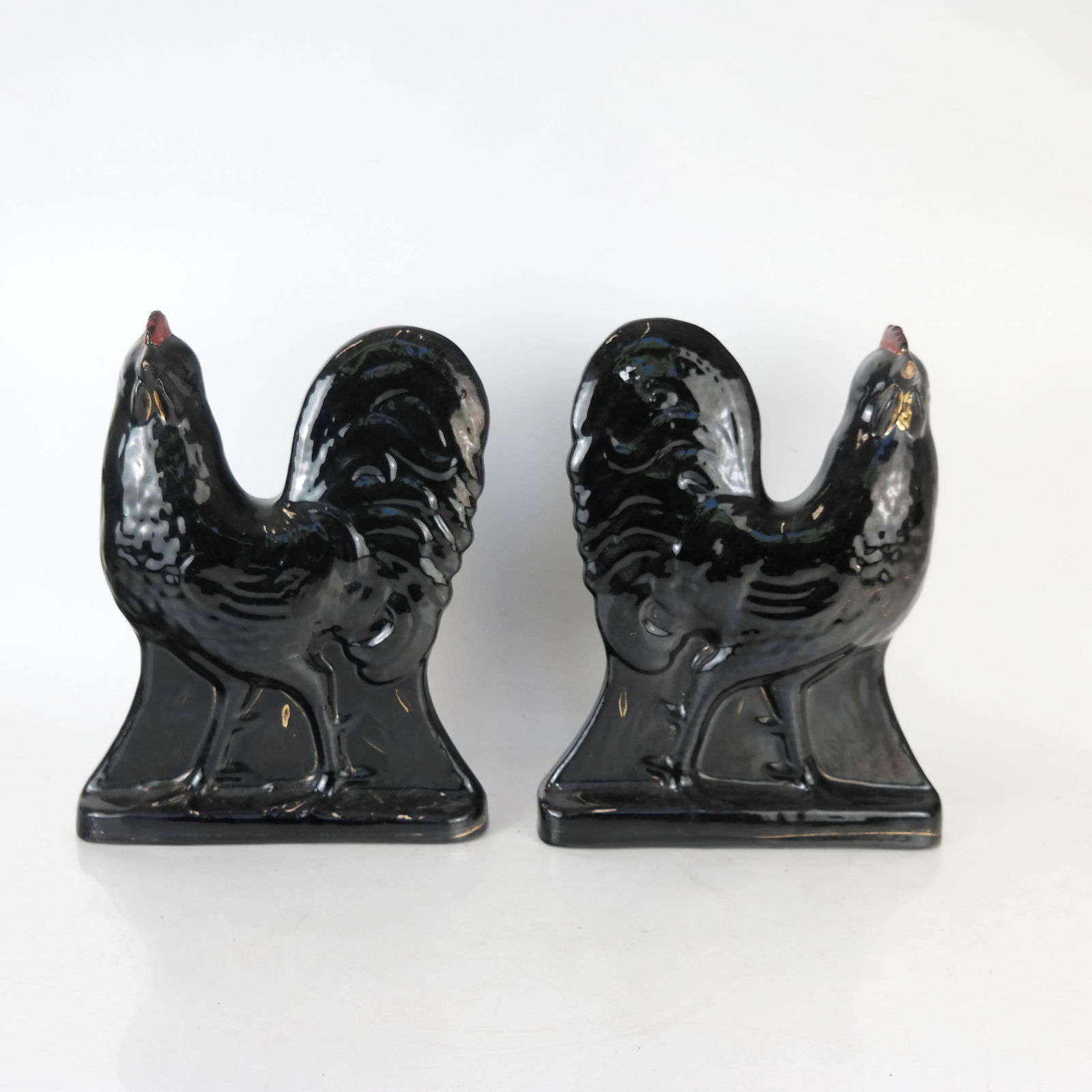 Pair of Glazed Ceramic Models of Chickens (1 of 10)