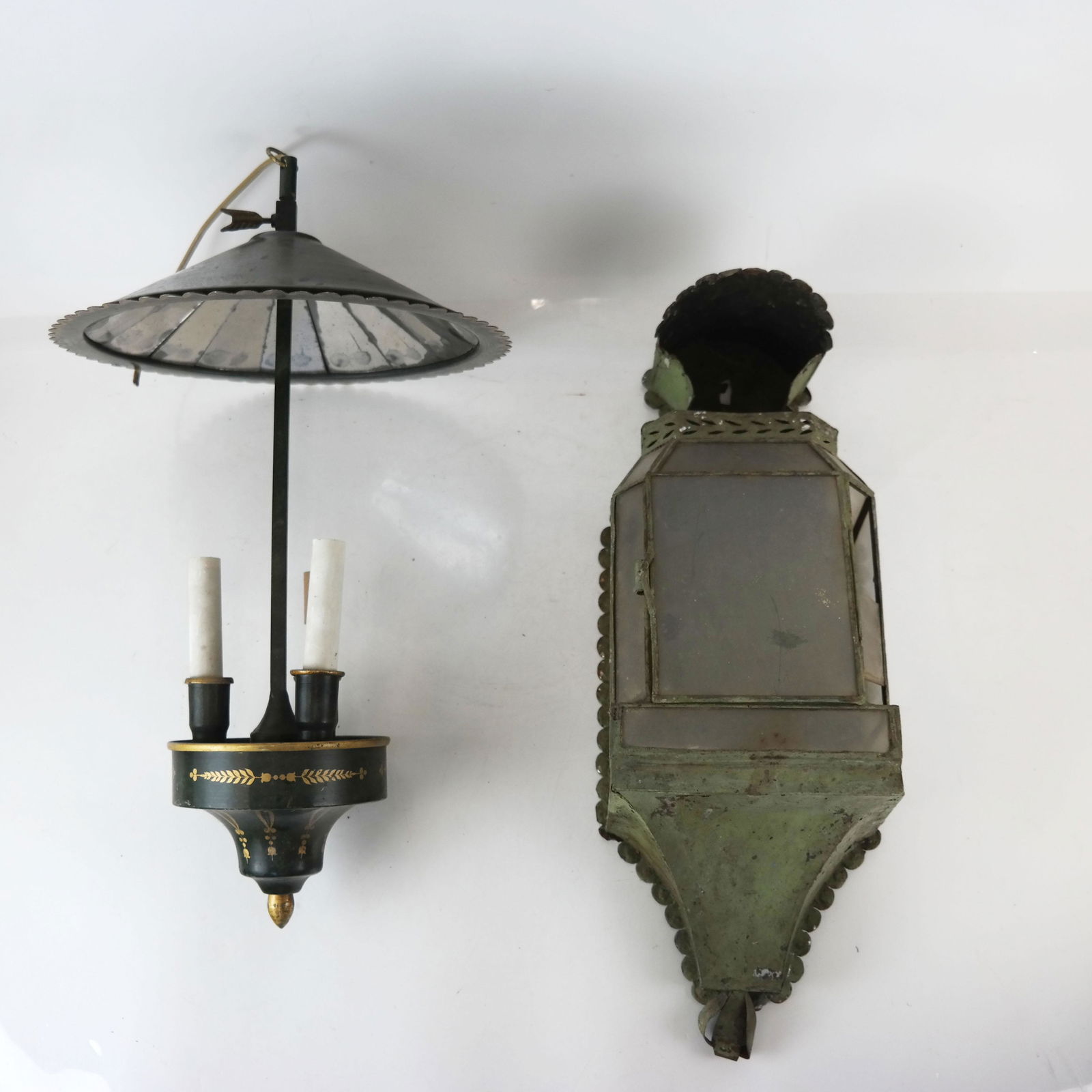 Green Tole Painted Lantern & Chandelier (1 of 9)