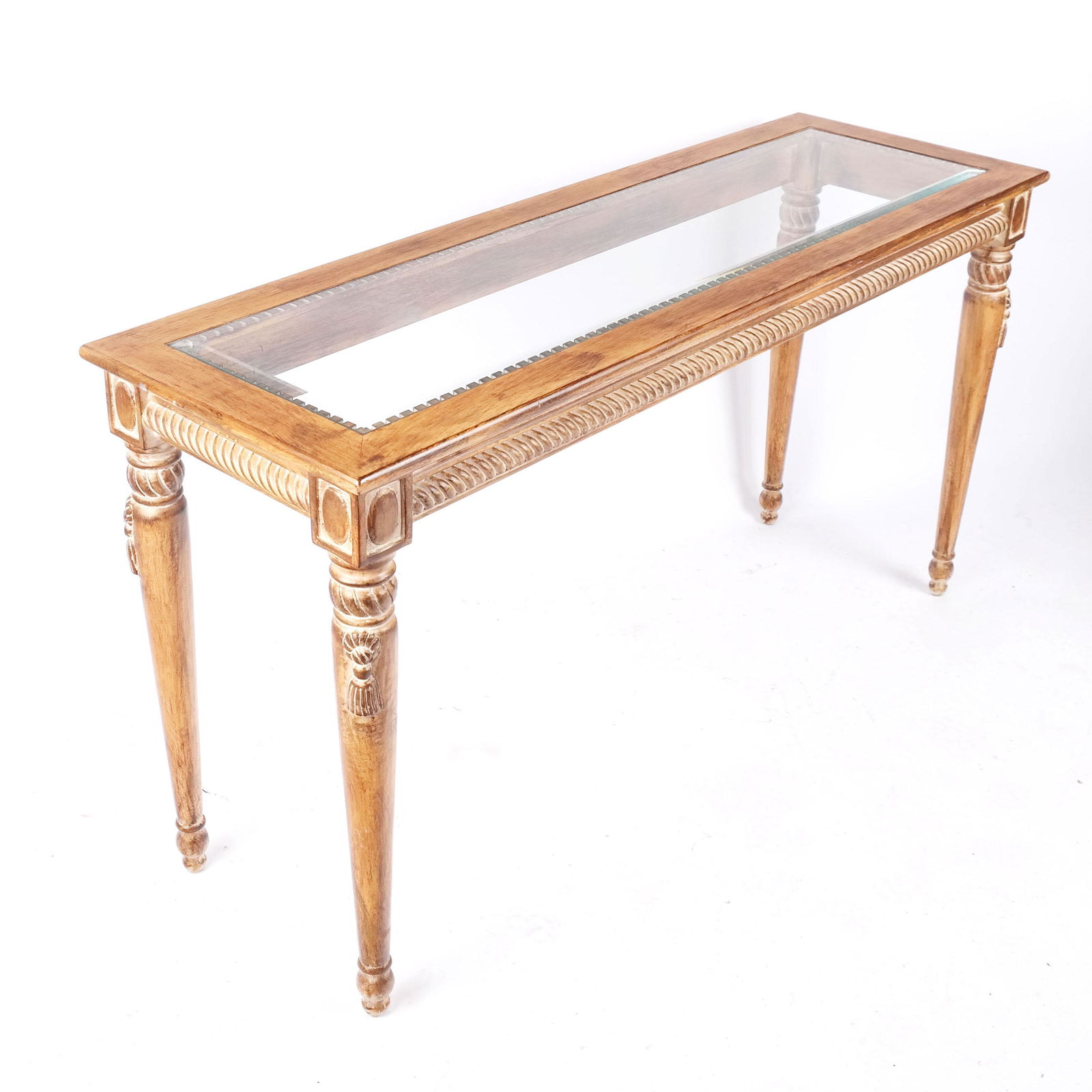 Neoclassical-Style Glass Inset Console Table (1 of 8)