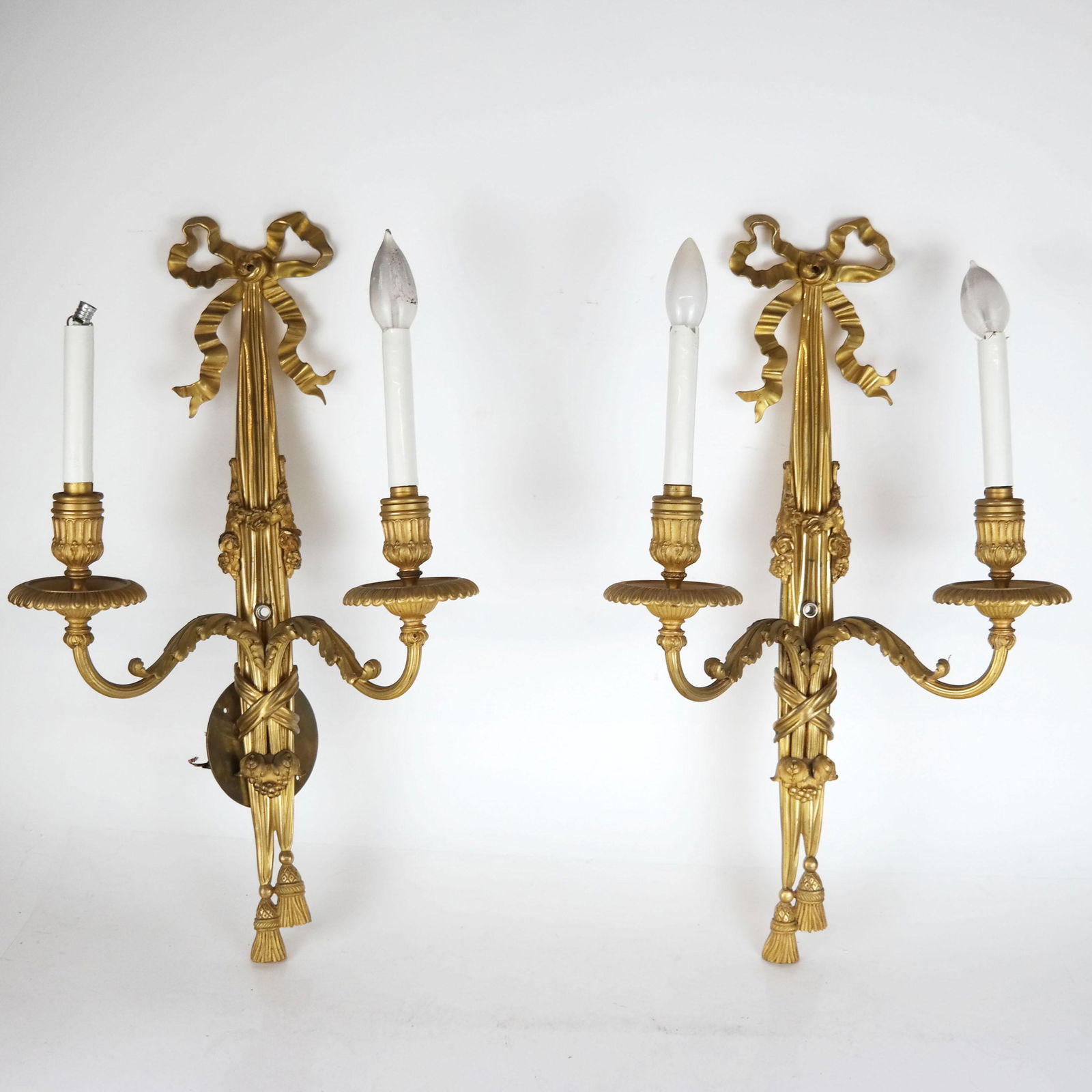 Pair of French Bronze Dore Two-Light Sconces (1 of 10)