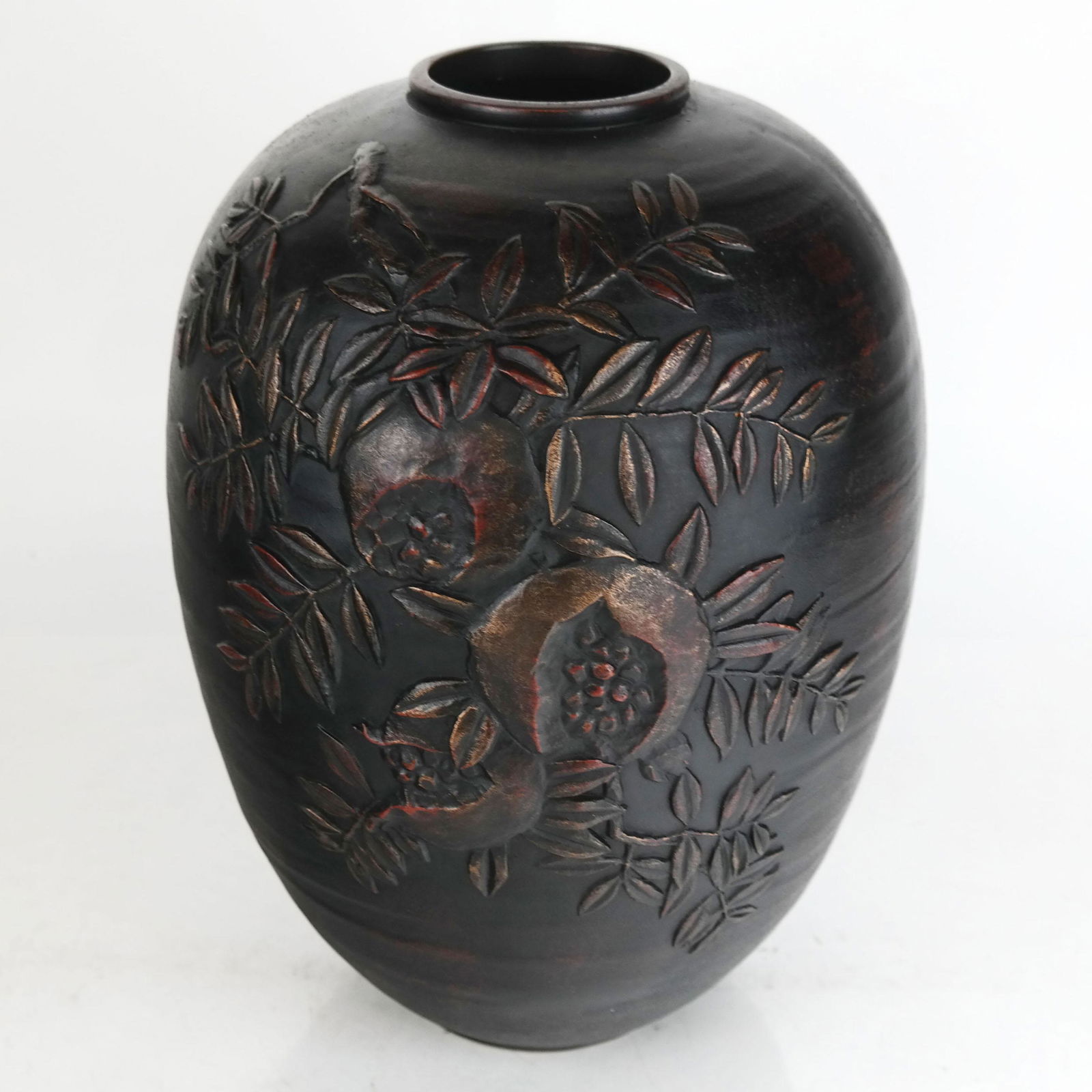 Japanese Ceramic Floral Relief Vase (1 of 6)