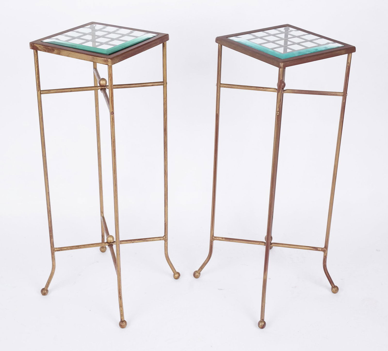 Pair of Bronze Glass Inset Stands (1 of 6)