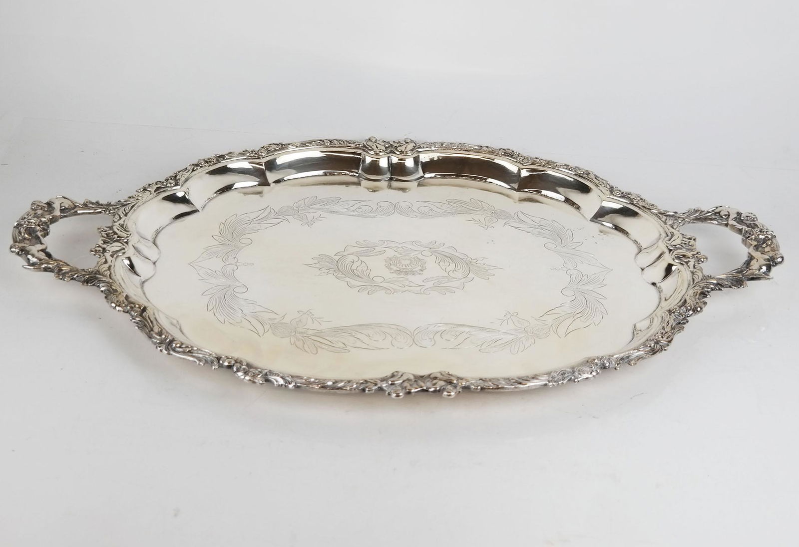 Large Silver Two Handled Tray (1 of 8)