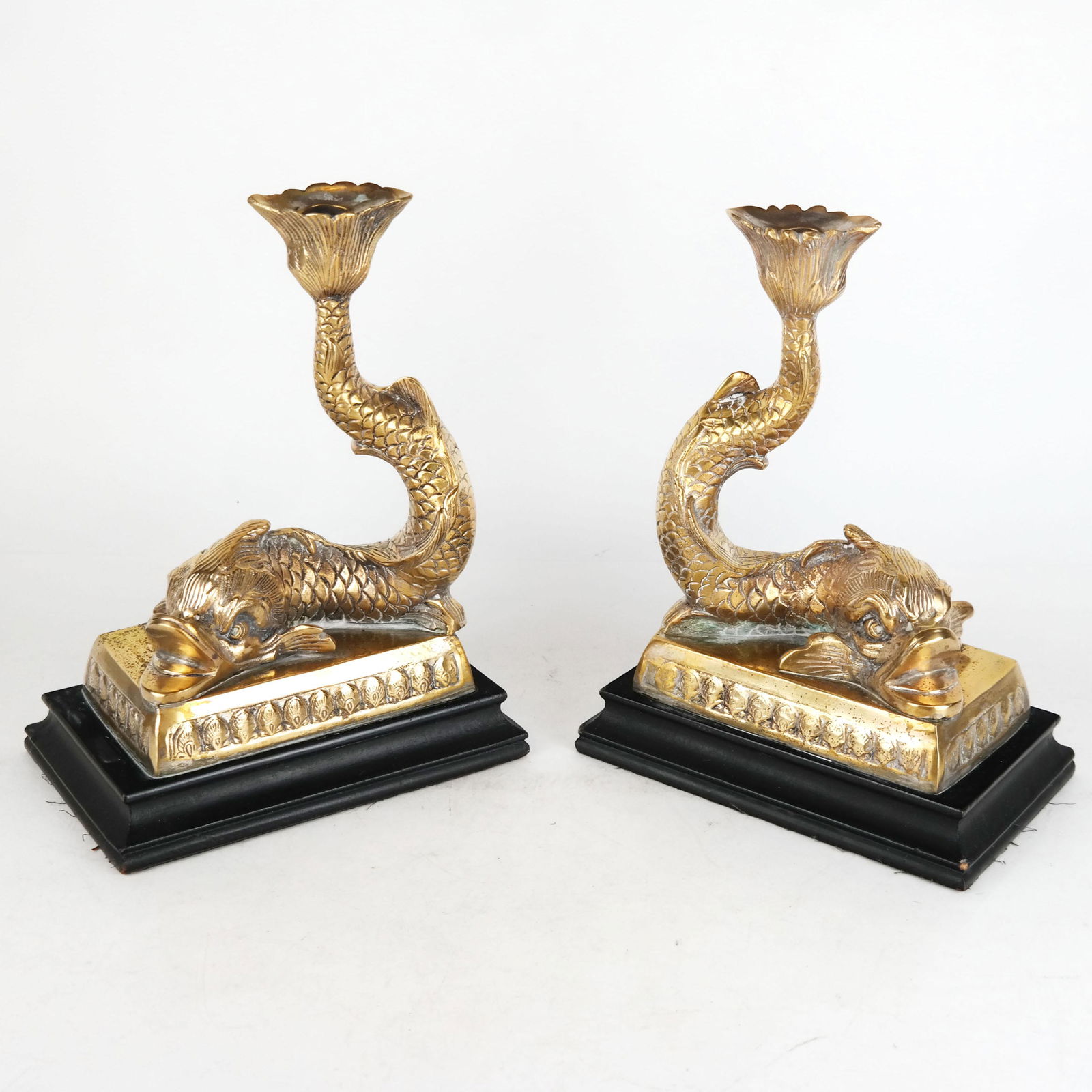 Pair of Baroque-Style Gilt Metal Candlesticks (1 of 8)