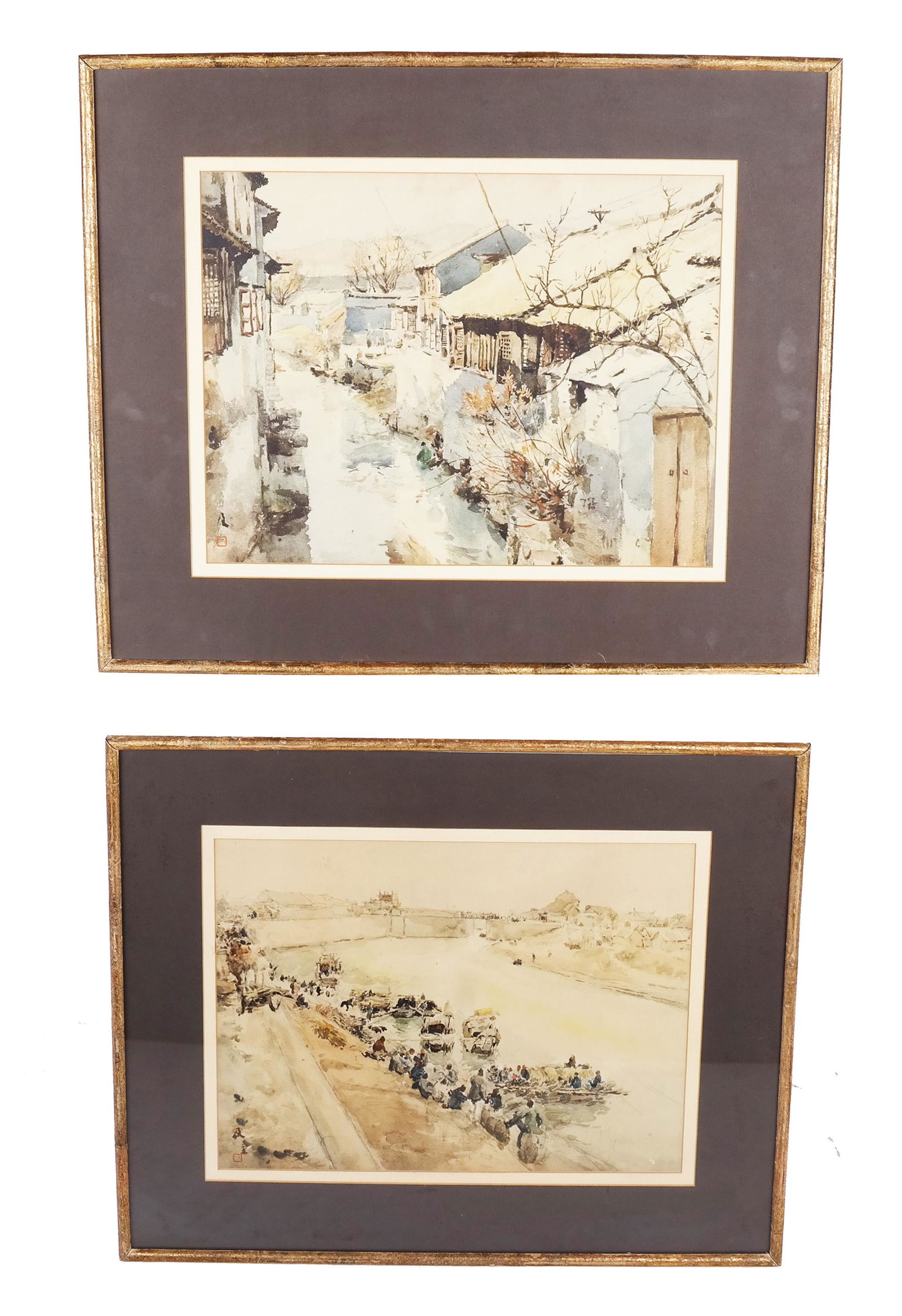 Chen CHI: Two Prints of Village & River Scenes (1 of 8)