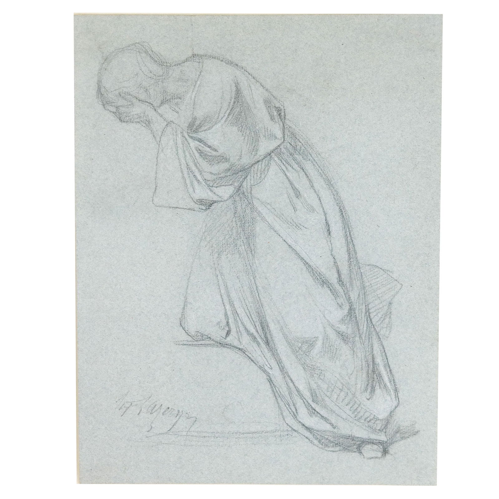 J.R.H. LAZERGES: Weeping Figure - Charcoal Drawing (1 of 9)