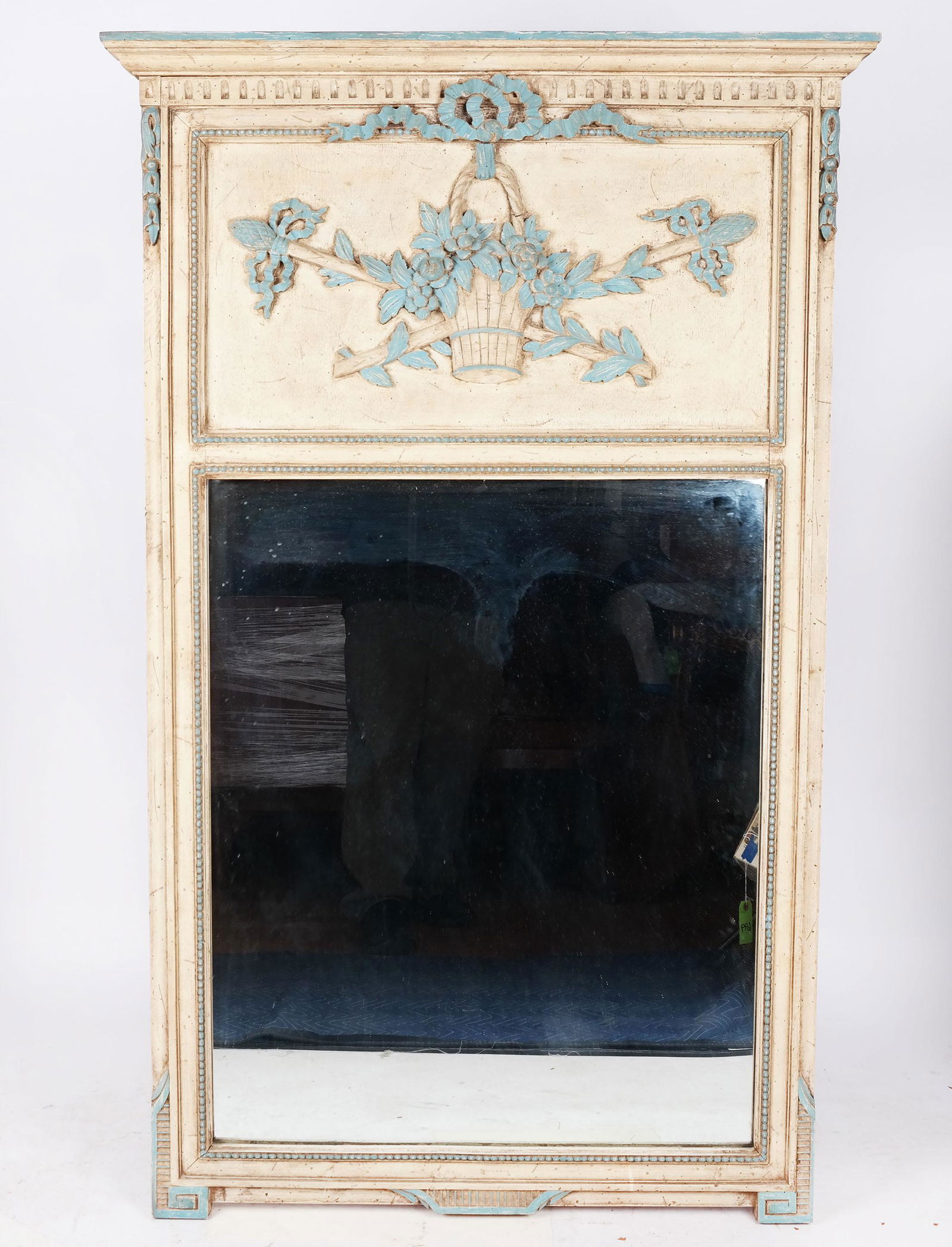 Louis XVI-Style Paint Decorated Trumeau Mirror (1 of 8)
