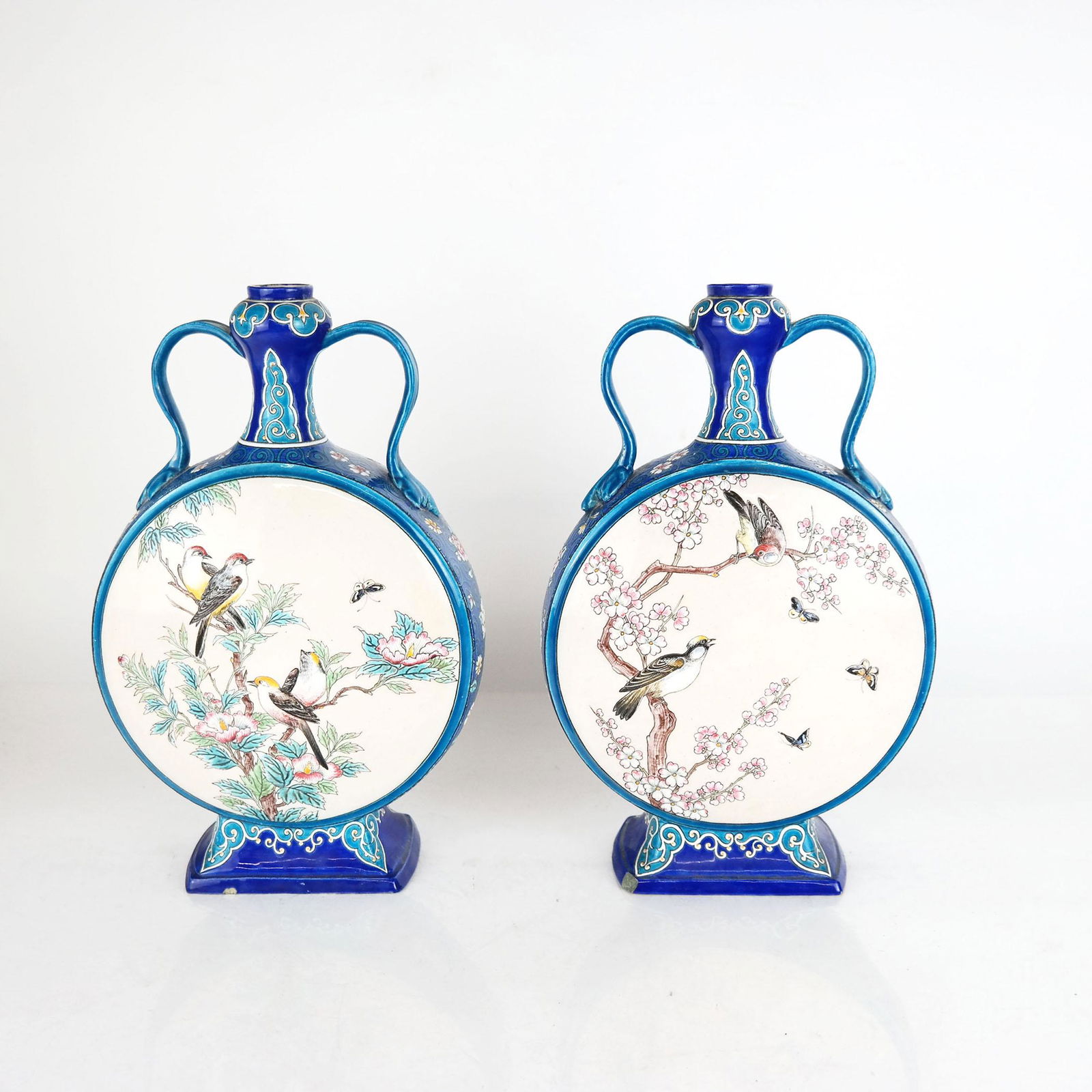 Pair of Glazed Ceramic Moon Flask Vases (1 of 10)