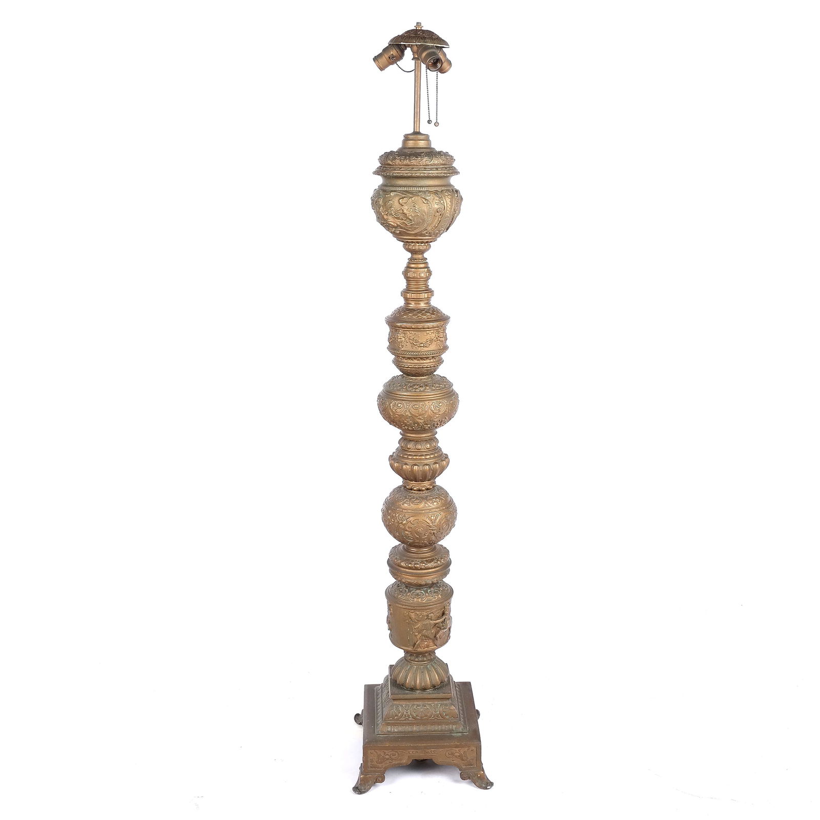 Renaissance Revival Gilt Metal Floor Lamp (1 of 8)