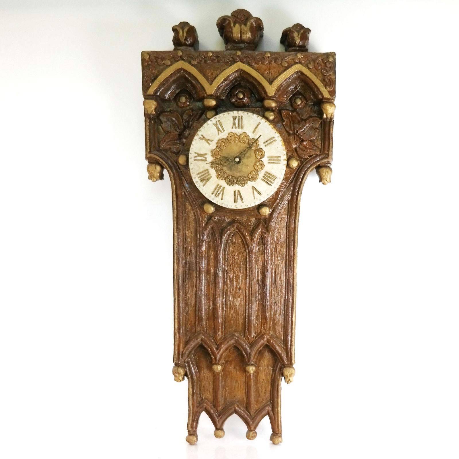 Gothic-Style Parcel Gilt Wall Clock (1 of 10)