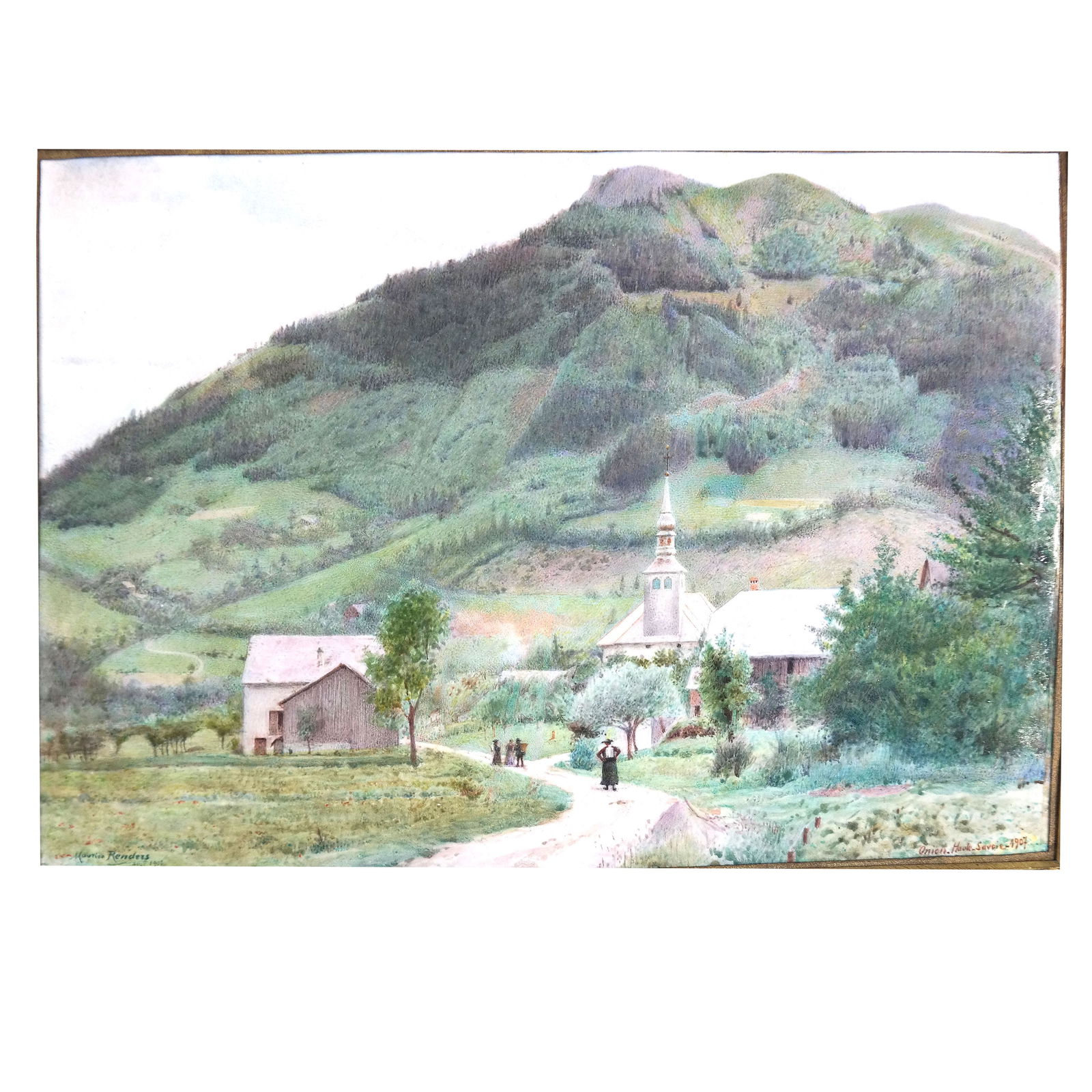 Maurice RENDERS: Mountain Village - Miniature W/C (1 of 16)