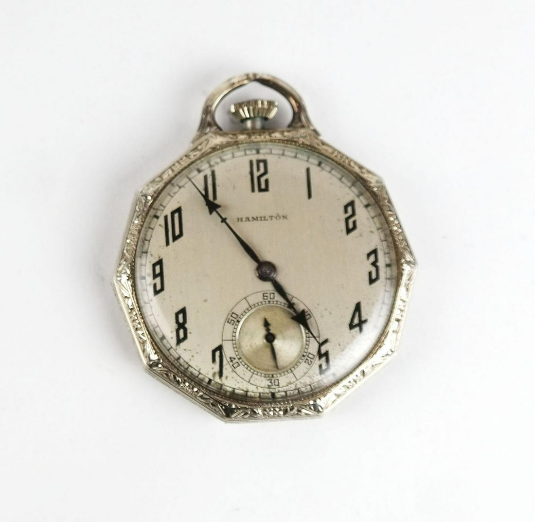 Hamilton Vintage 14K Gold Art Deco Pocket Watch (1 of 6)