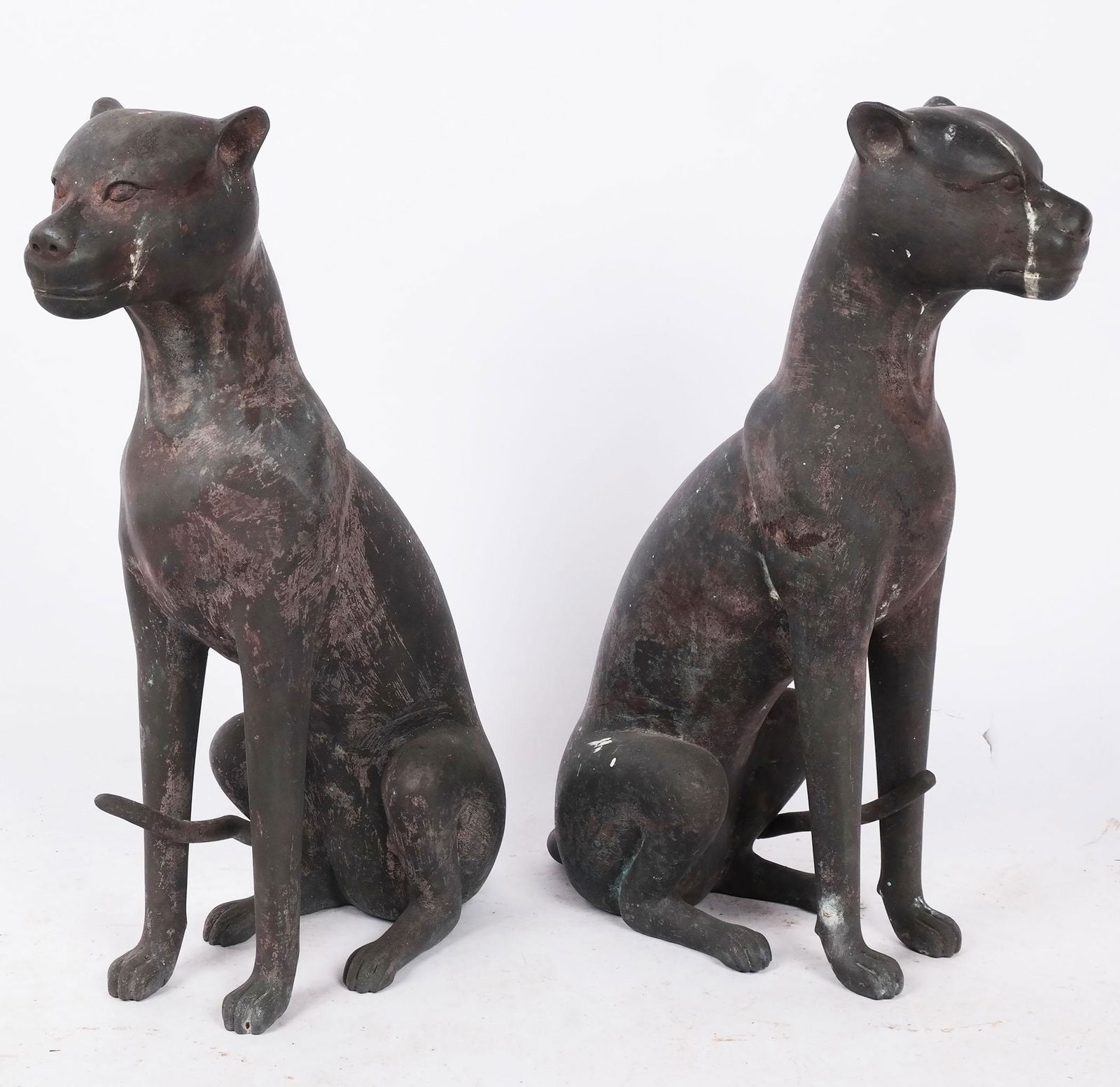 Pair of Patinated Bronze Cats (1 of 7)