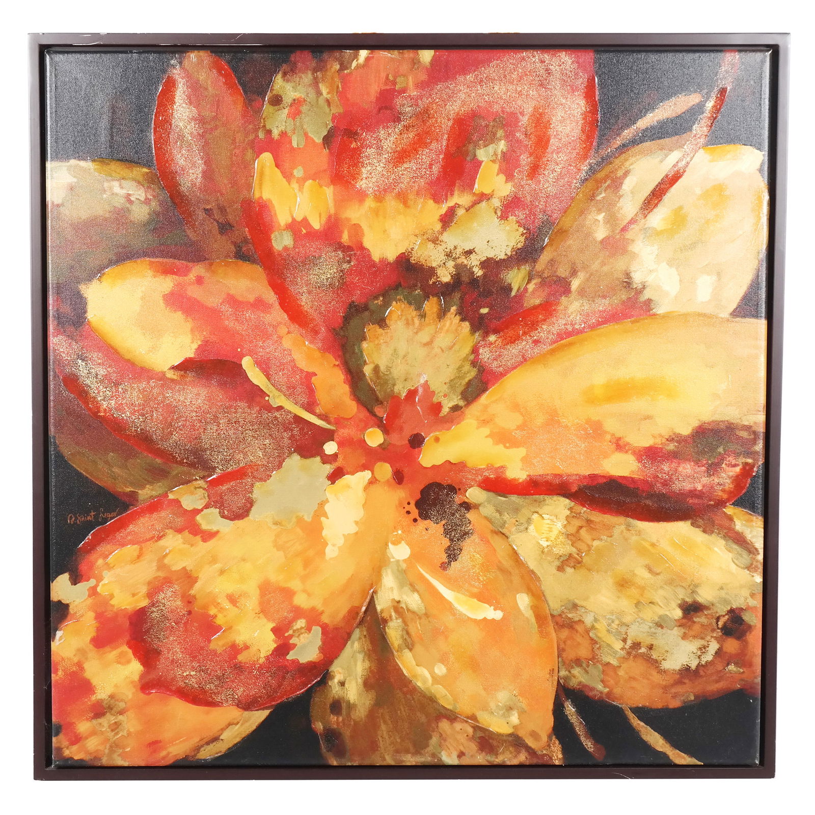 Floral Painted Over Giclee on Canvas, Signed (1 of 9)