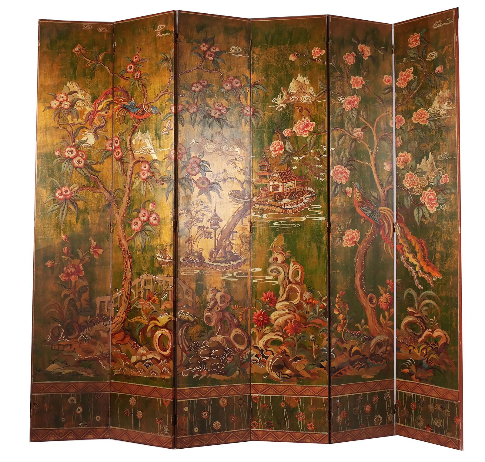 Chinoiserie Hand Painted Six Panel Screen (1 of 9)
