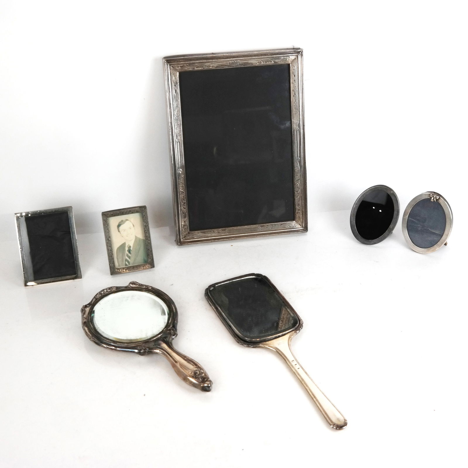 Assembled Group of Silver Vanity Mirrors & Frames (1 of 9)