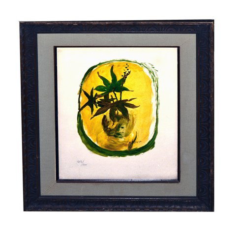 Georges Braque, "Le Lierre" (Circa 1952): Lithograph signed in plate, "G. Braque." Still life of ivy, "Le Lierre." Numbered in pencil "212/400" at bottom left. Bears "Maeght" publisher dry stamp. Image: 18" x 12.25", Frame: 25.5" x 20.5"