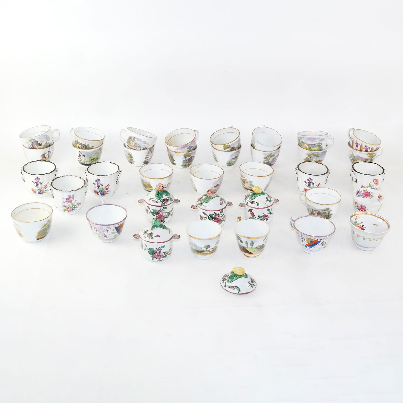 Assembled Group of Paint Decorated Cups (1 of 9)