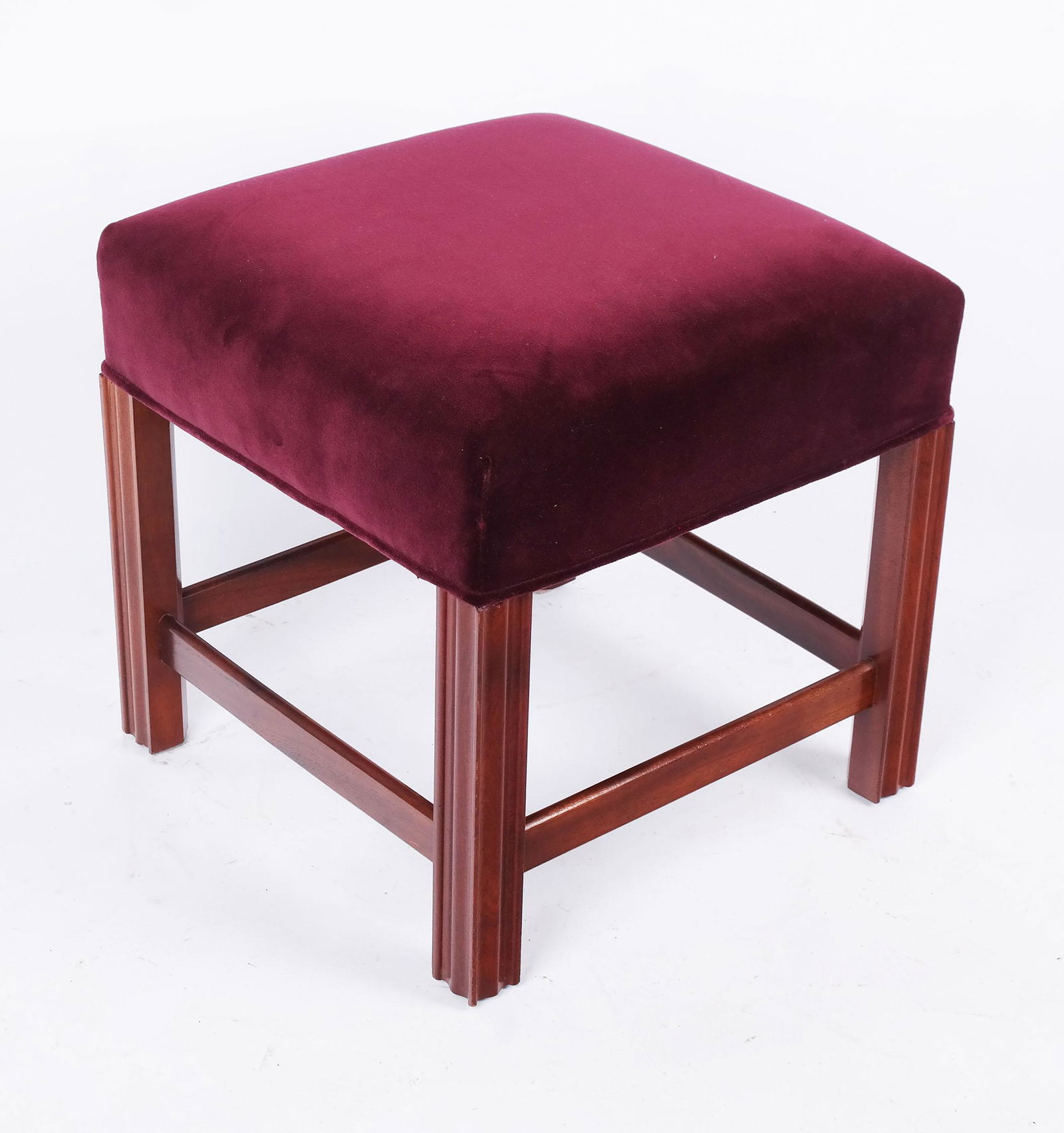 Georgian-Style Velvet Upholstered Stool (1 of 5)