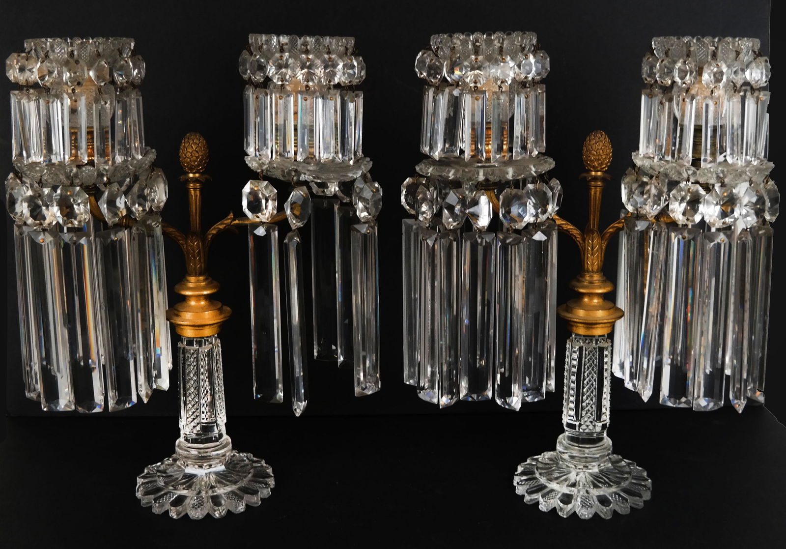 Regency Crystal Gilt Bronze Girandoles (1 of 11)