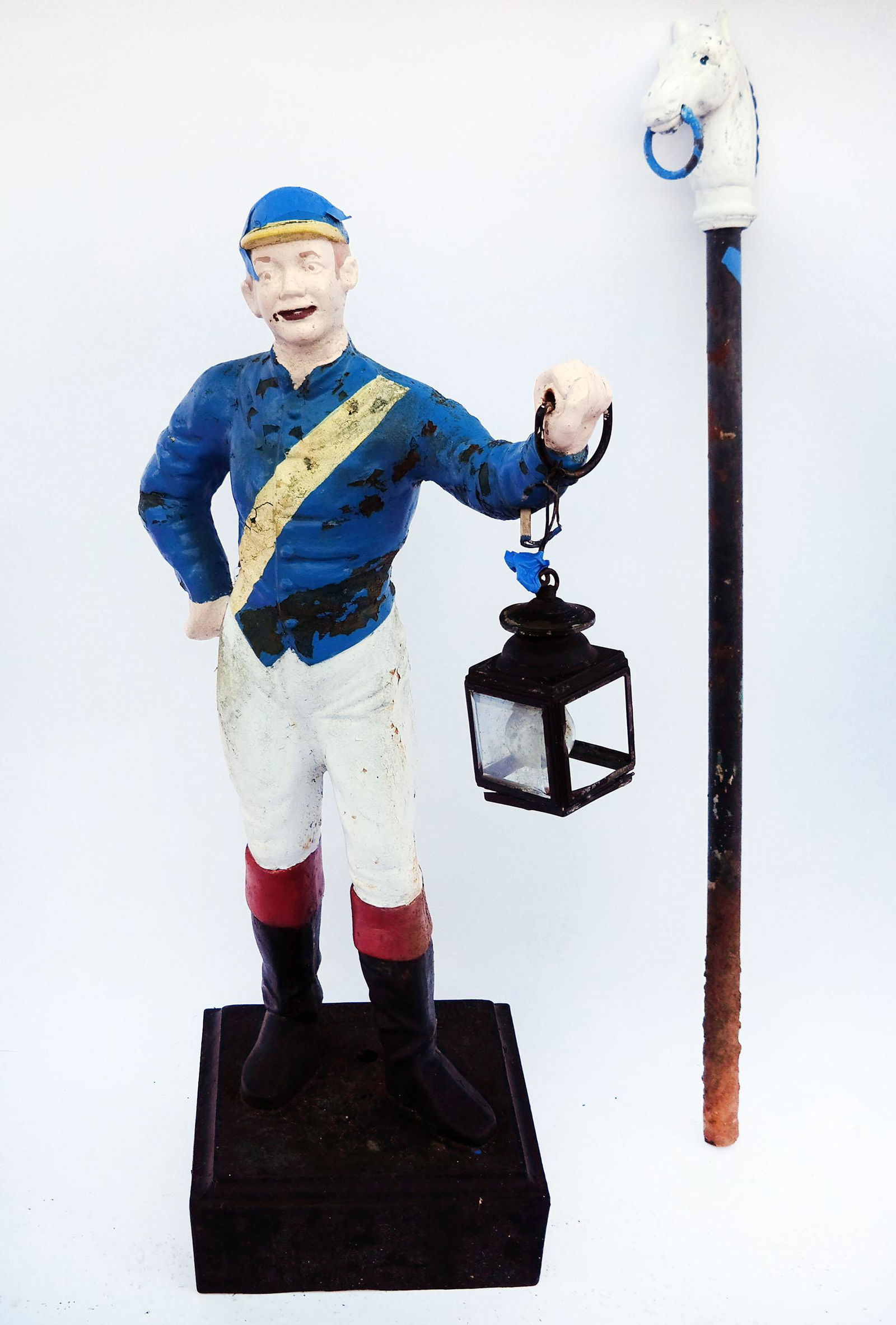 Antique Painted Cast Iron Horse & Jockey Hitching Posts (1 of 16)