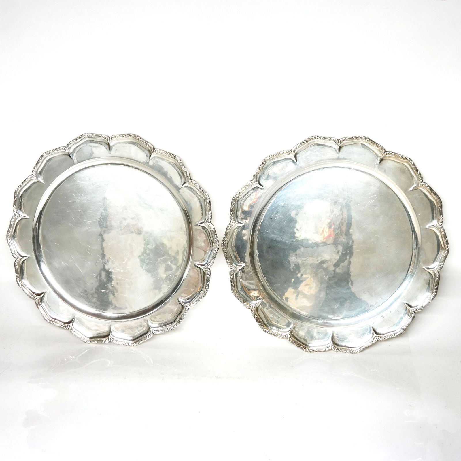 Pair of Large .900 Silver Serving Trays (1 of 8)