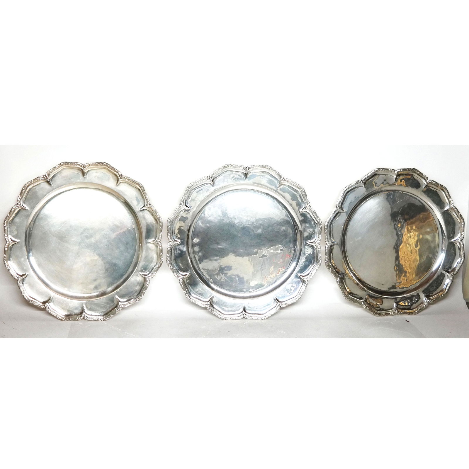 Set of Three .900 Silver Serving Trays (1 of 7)