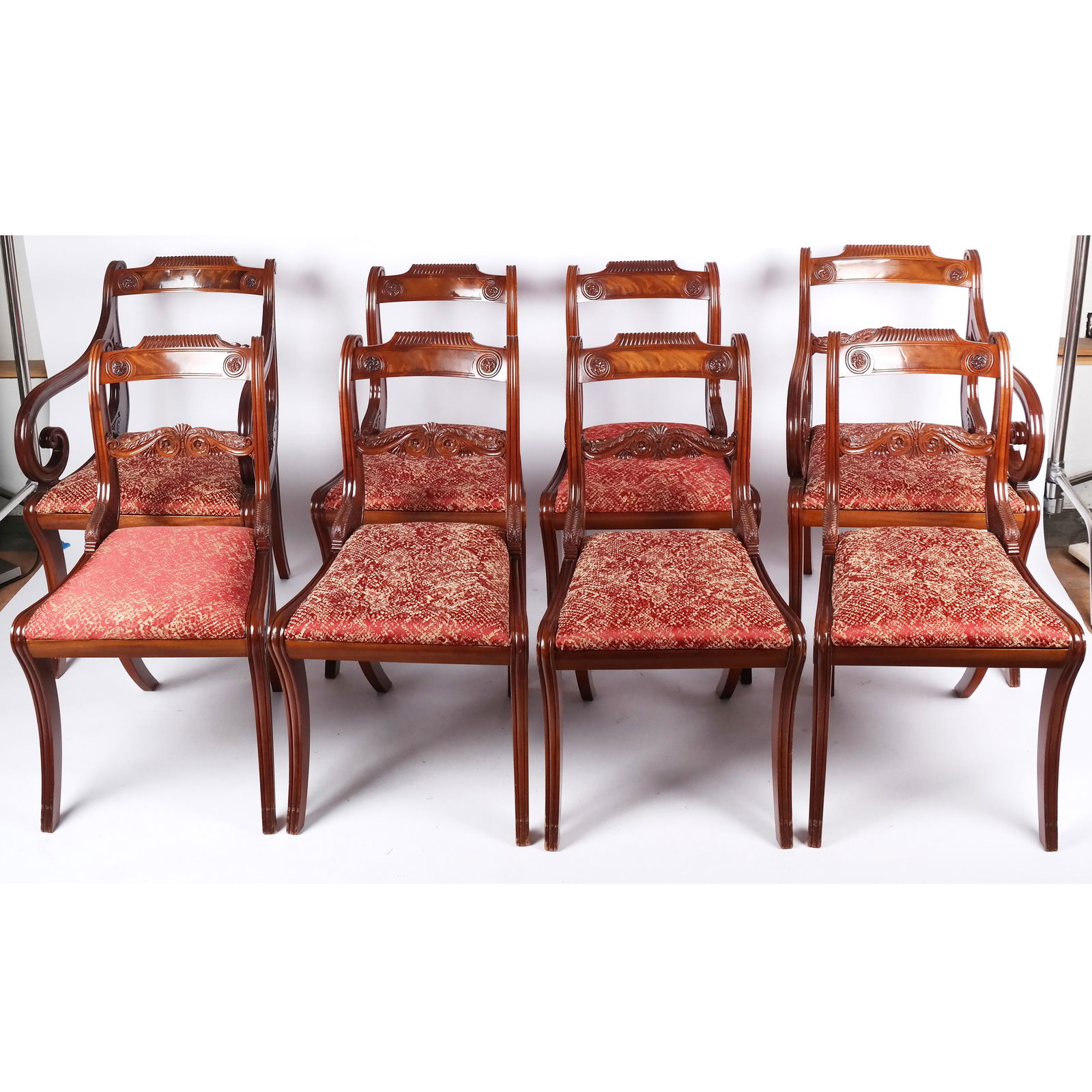 Set of Eight Regency Revival Dining Chairs (1 of 8)