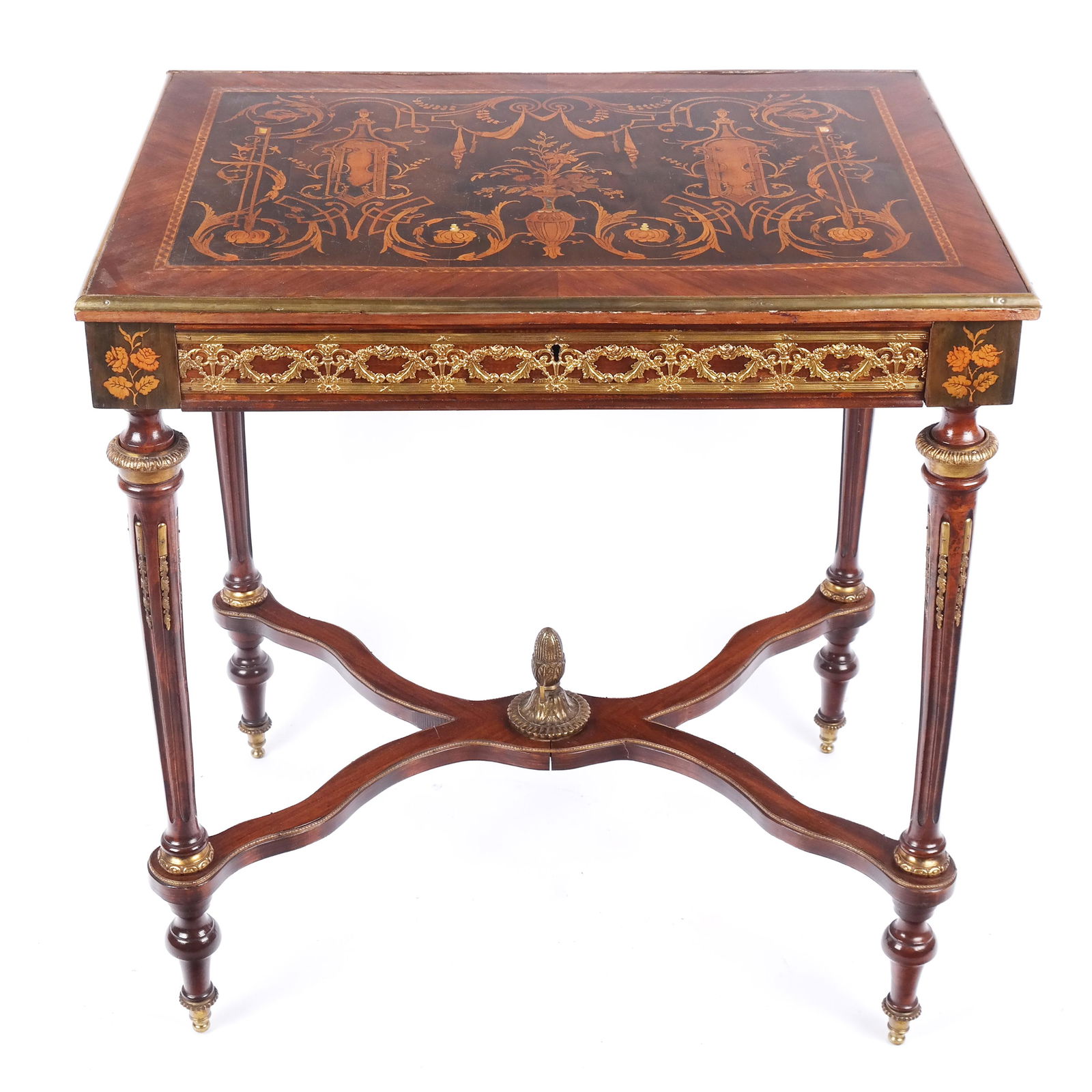 Louis XVI-Style Marquetry Inlaid Writing Table (1 of 12)