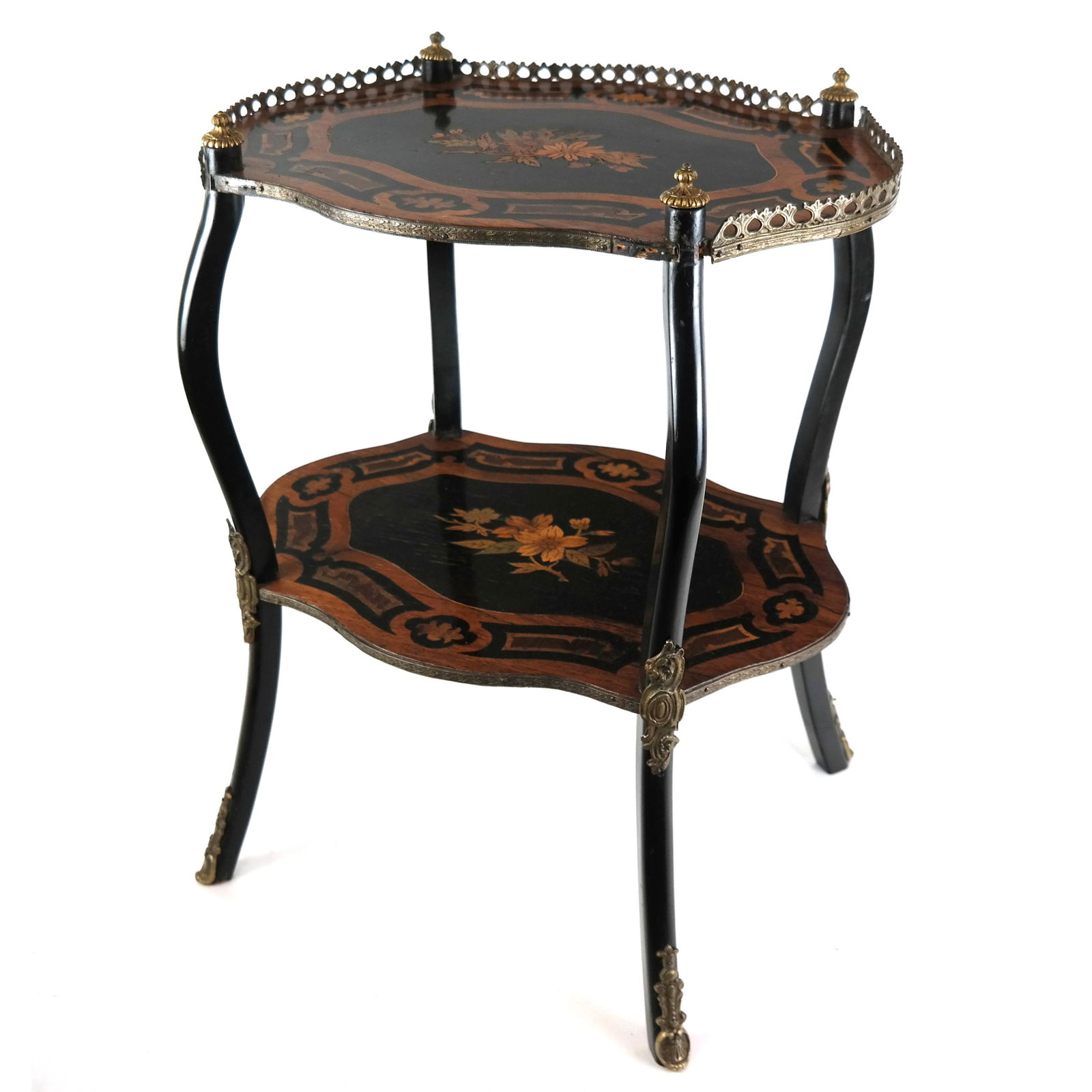 Napoleon III-Style Parcel Ebonized Side Table (1 of 10)