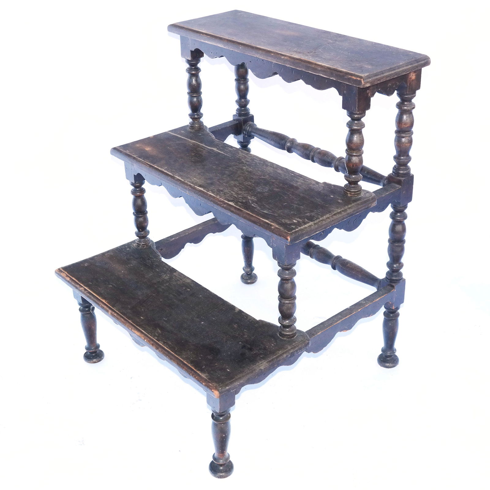 Baroque-Style Oak Library Steps (1 of 5)