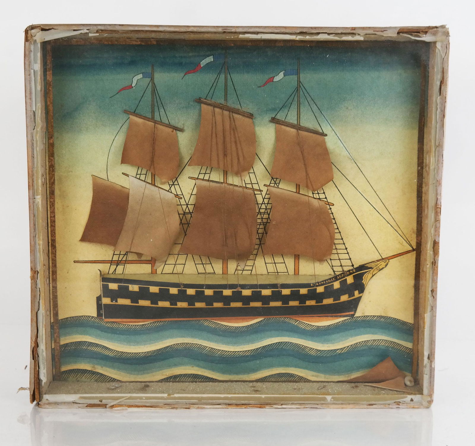 Maritime Framed Diorama of a French Sailing Ship (1 of 6)