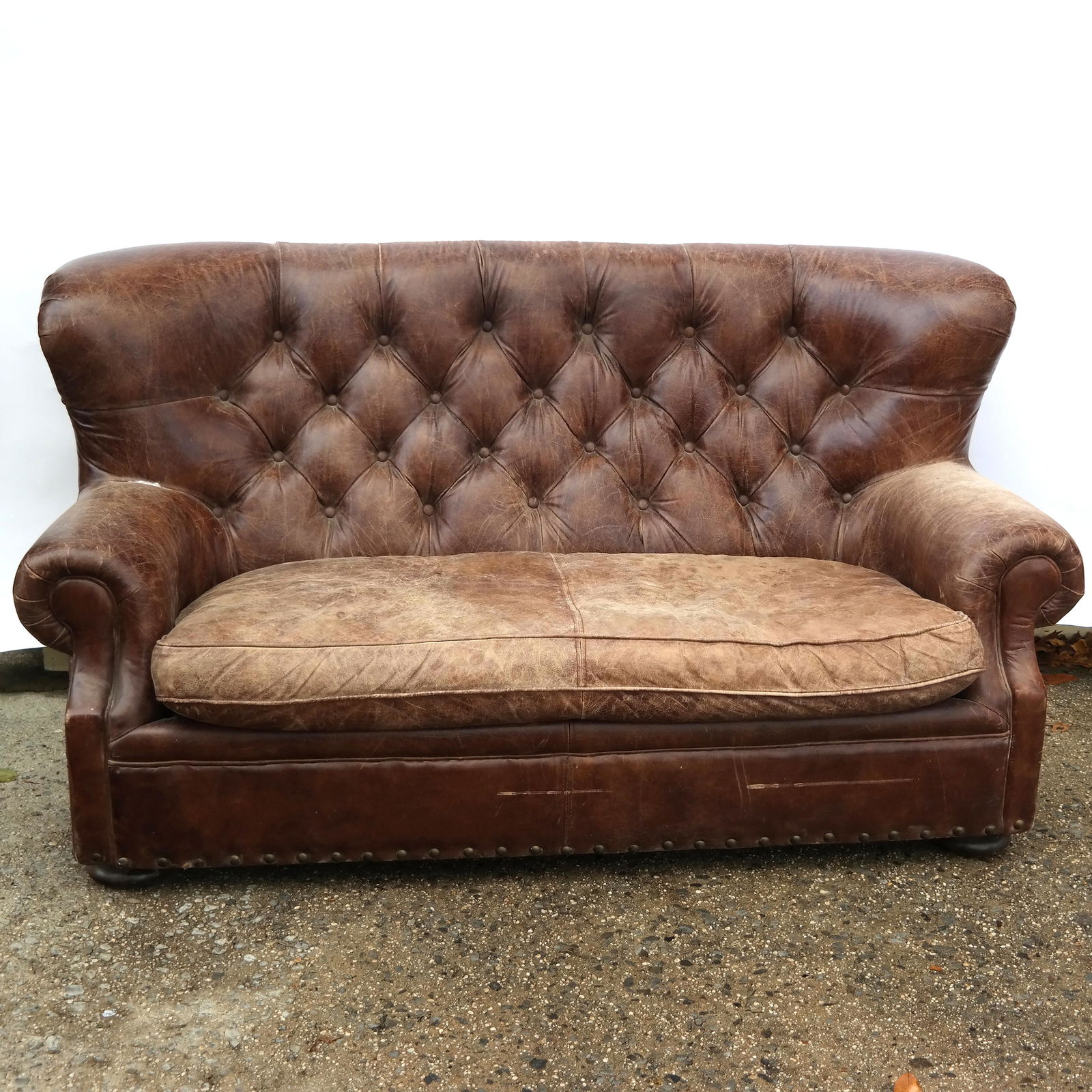 Late Victorian-Style Leather Love Seat (1 of 12)