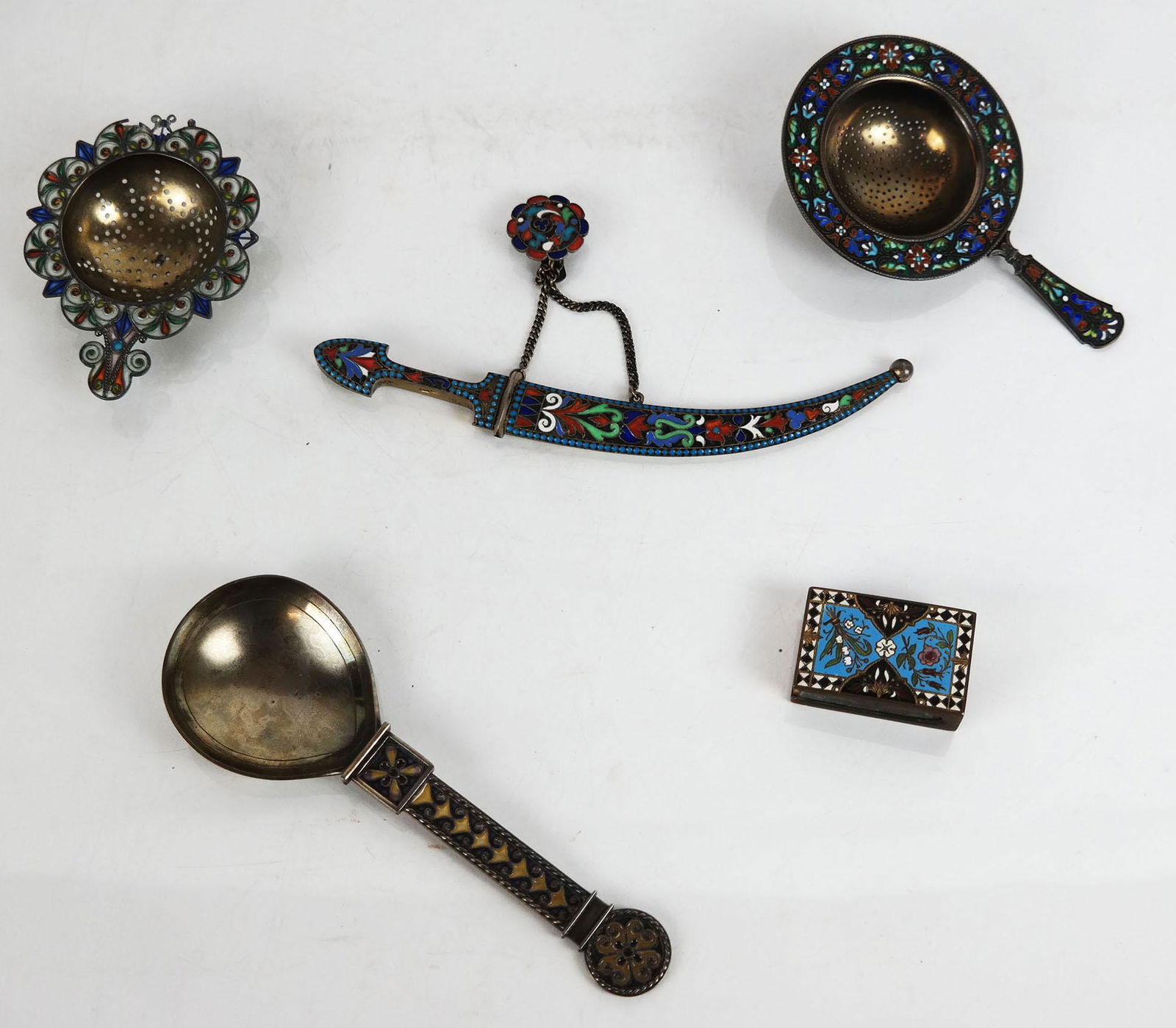 Five Russian Silver Enameled Articles (1 of 8)