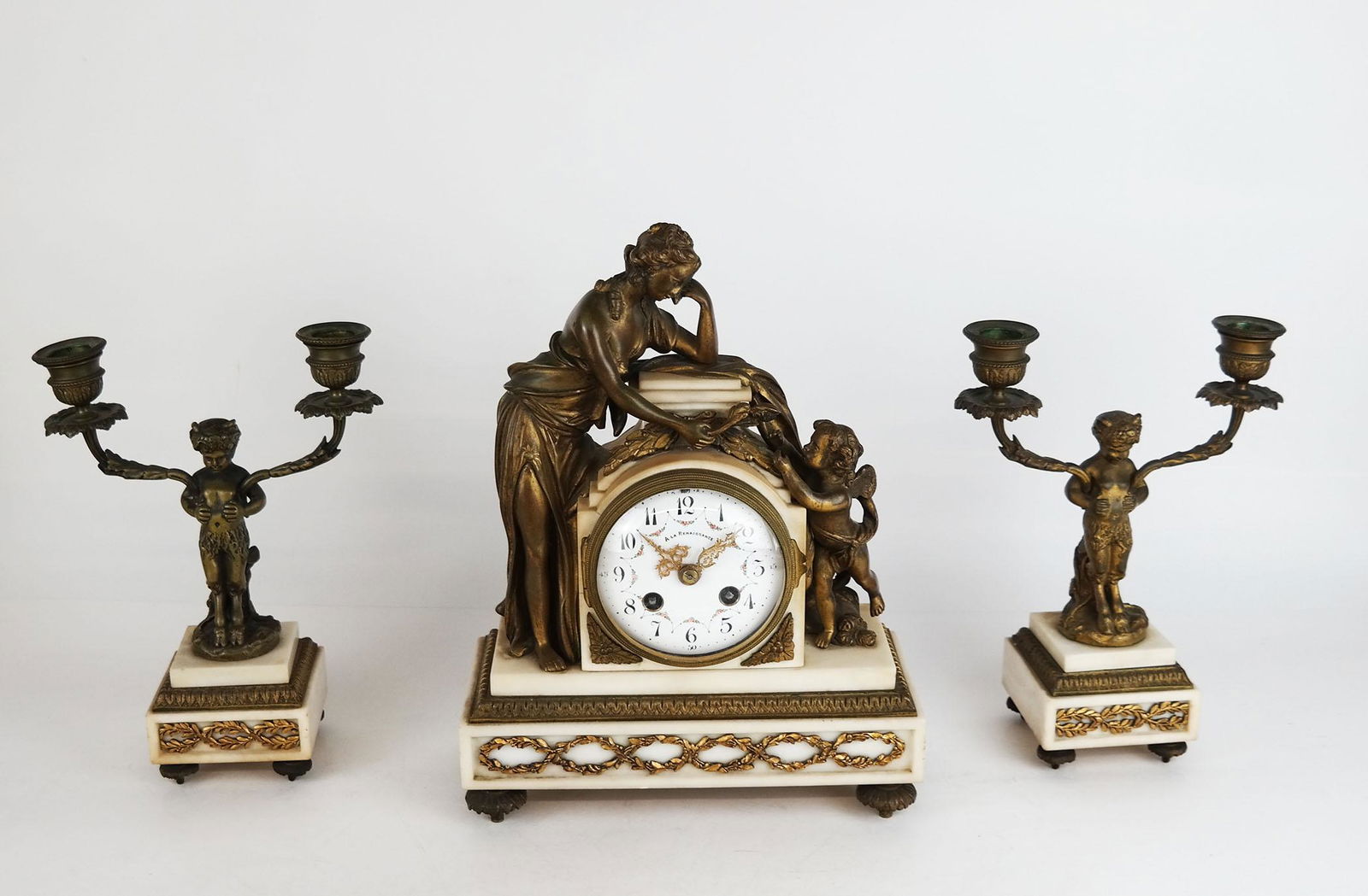 French Gilt Bronze & Marble Garniture (1 of 13)