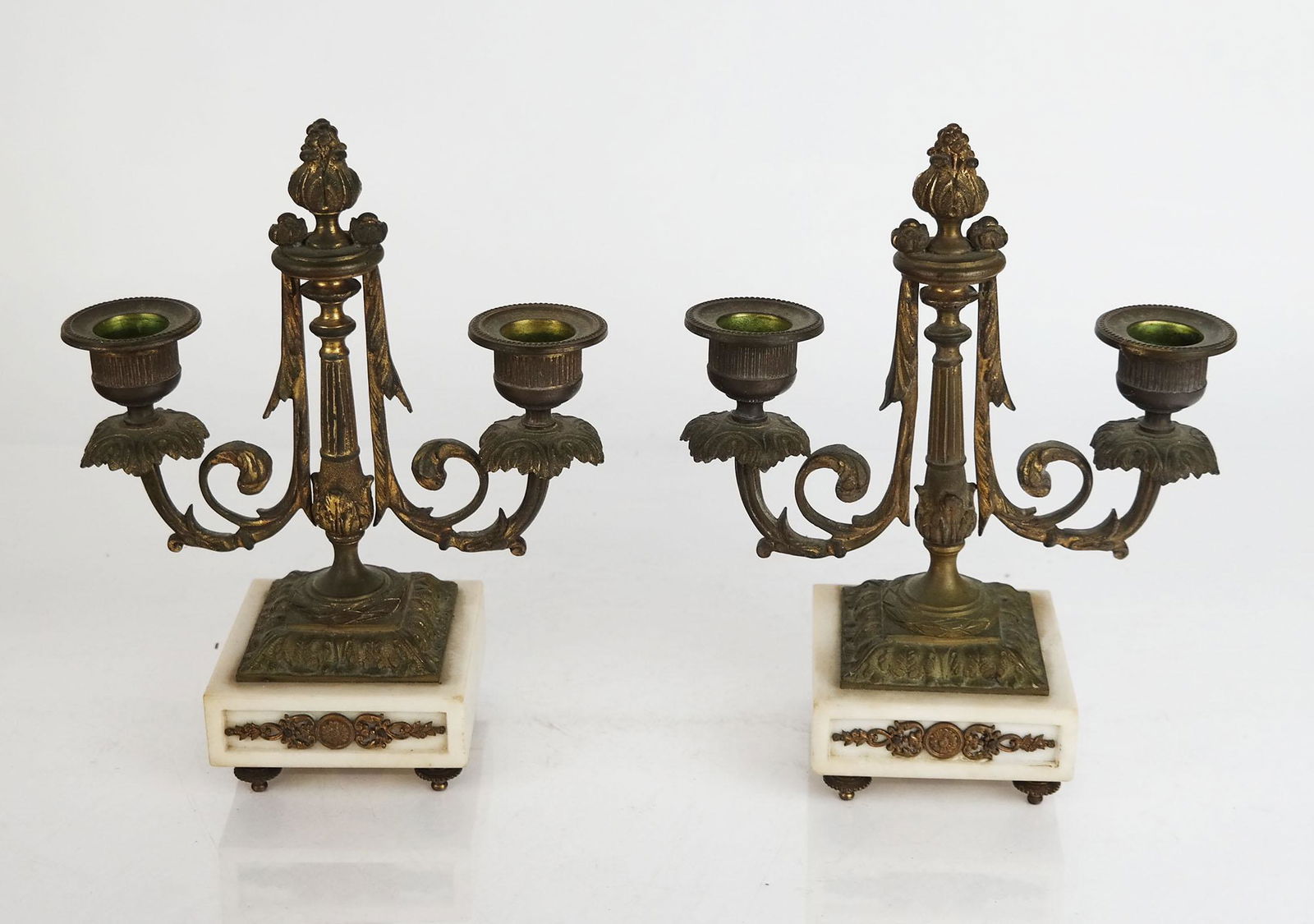 Pair of Gilt Metal & Marble Candlesticks (1 of 6)
