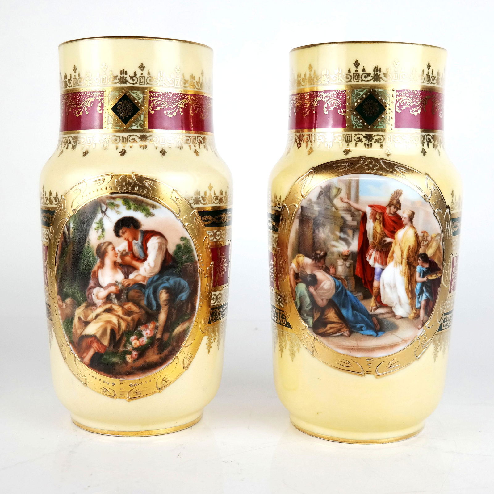 Pair of Austrian Vienna Porcelain Vases (1 of 7)