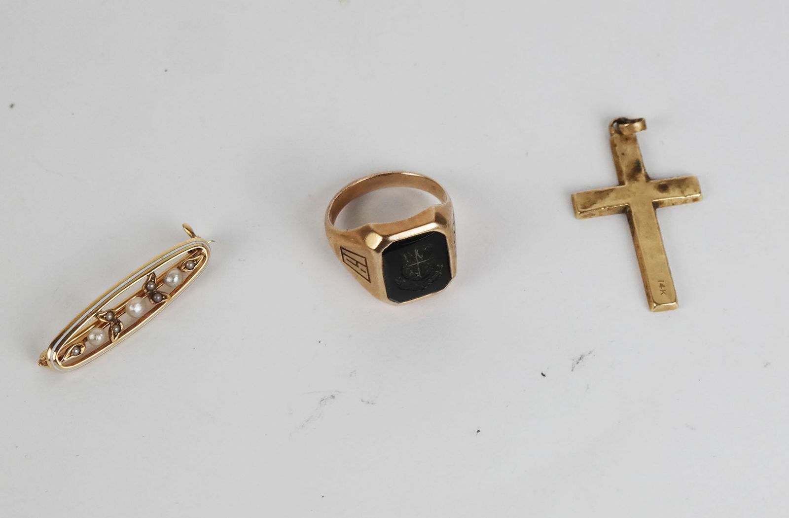 Gold Ring, Crucifix and Pin (1 of 9)