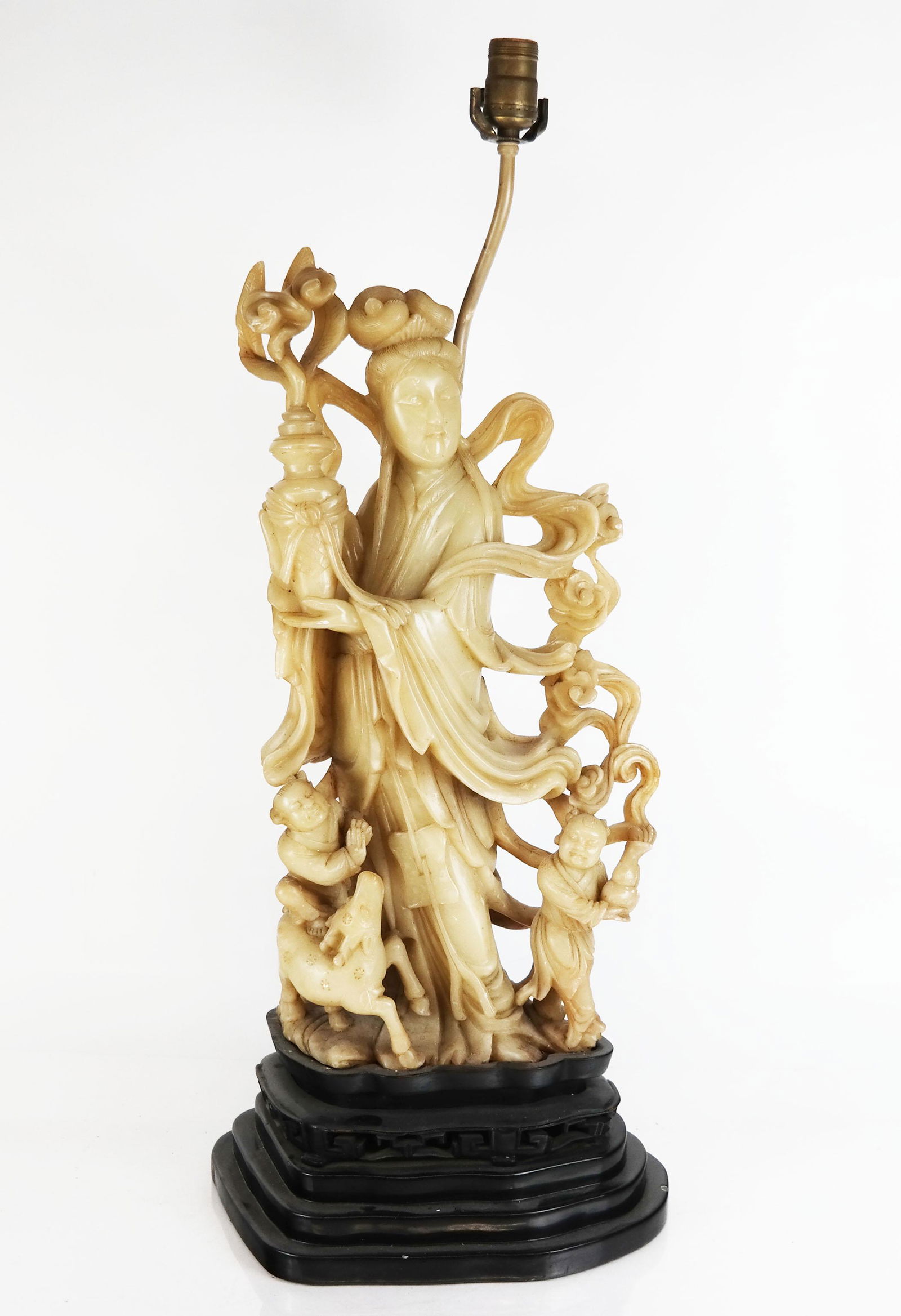 Chinese Carved Soapstone Figural Lamp (1 of 12)