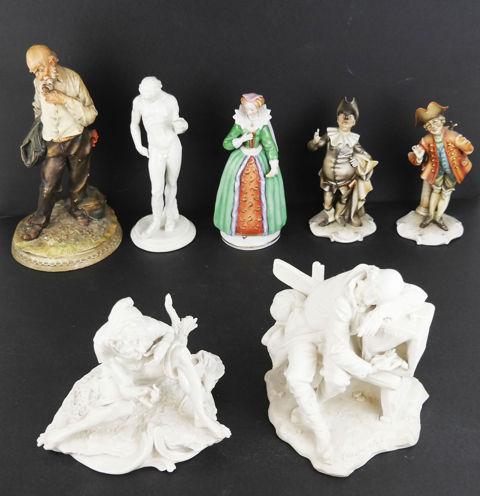 Lot of 7 Porcelain & Ceramic Figural Groups (1 of 9)