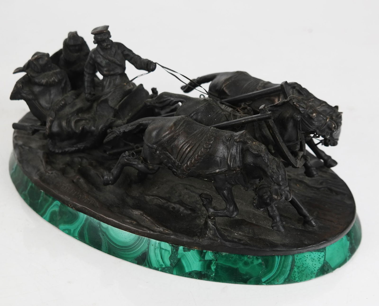 Russian Bronze Figural Sculpture on Malachite Base (1 of 11)