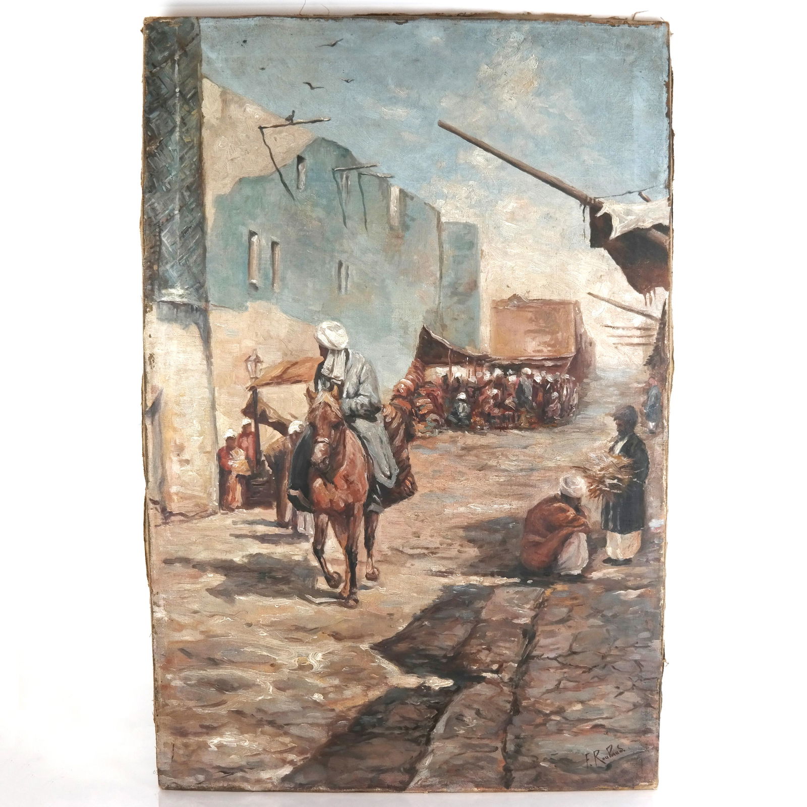 F. ROUBOUD: Figural Street Scene - Oil on Canvas (1 of 10)