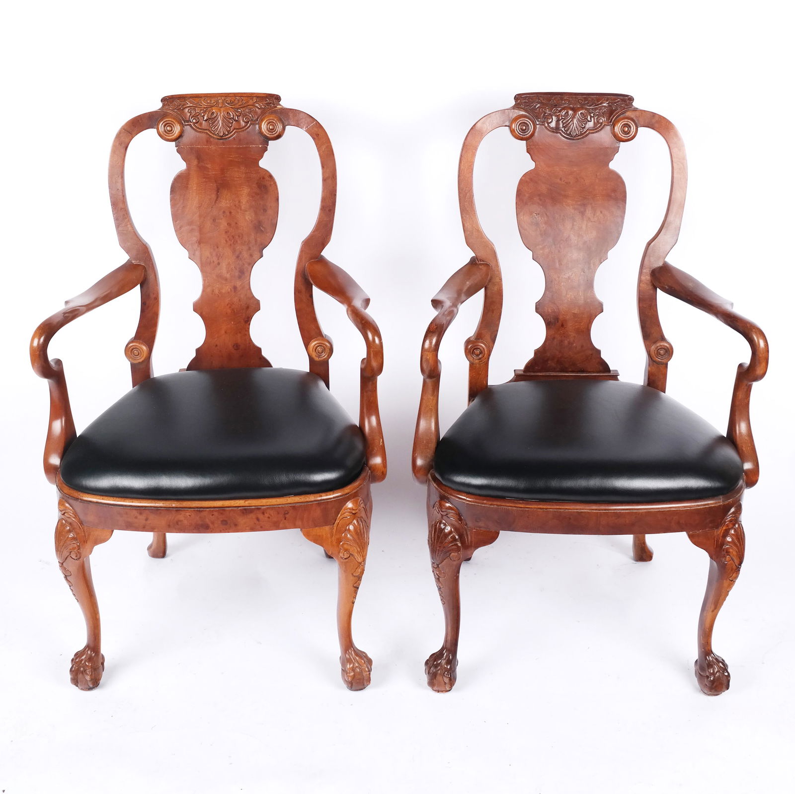 Pair of George I-Style Burl Walnut Armchairs (1 of 9)