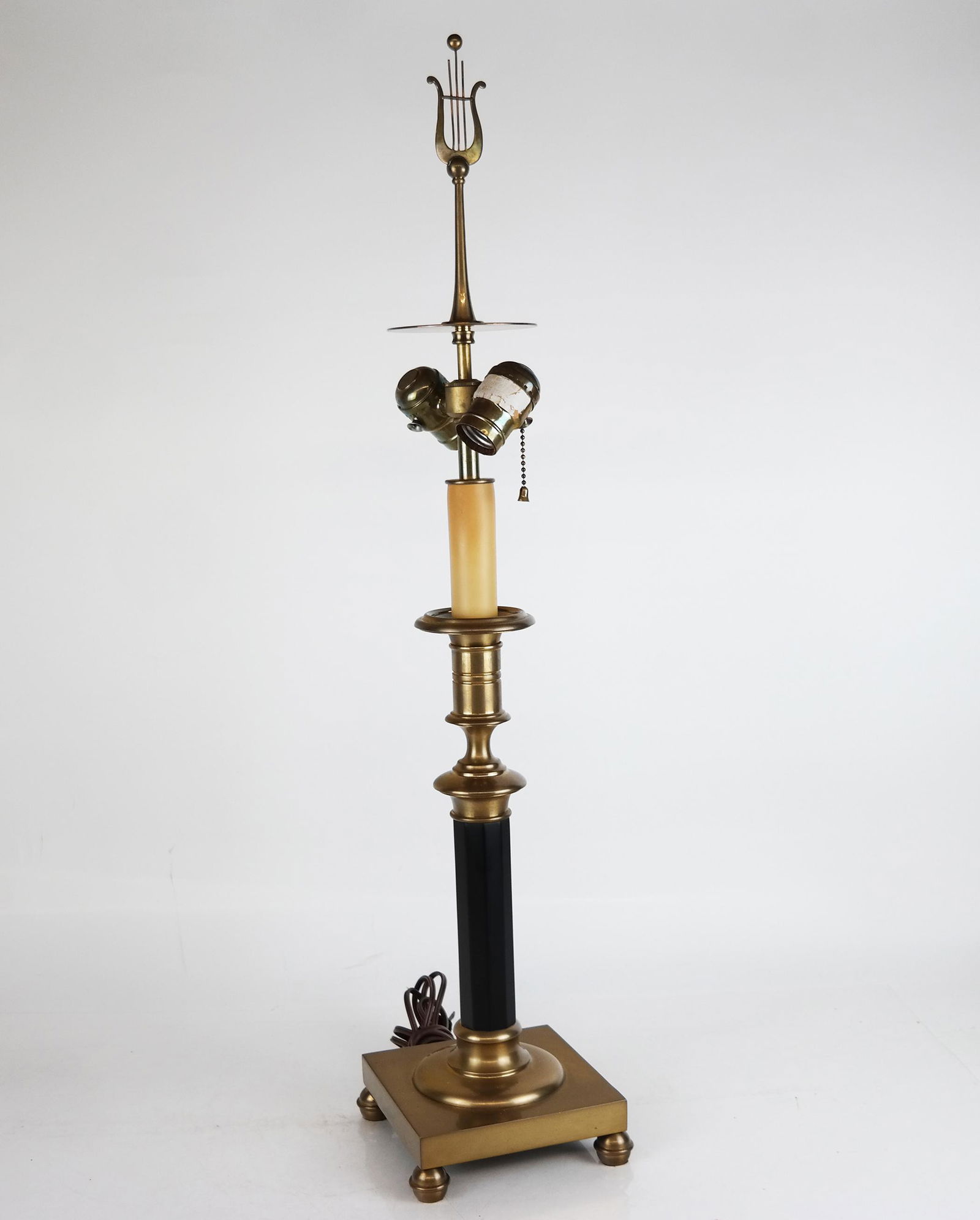 Regency-Style Ebonized Brass Candlestick Lamp (1 of 9)