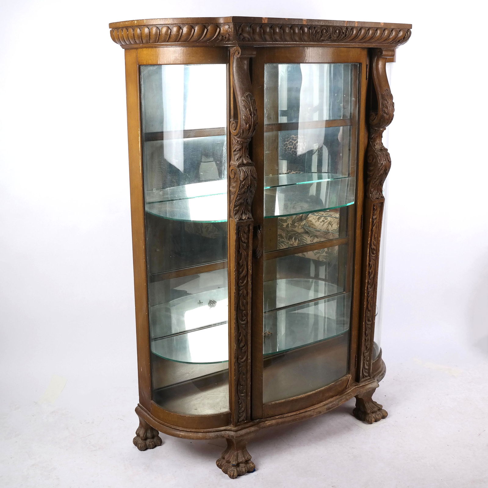 Antique American Oak Ornate Vitrine (1 of 14)