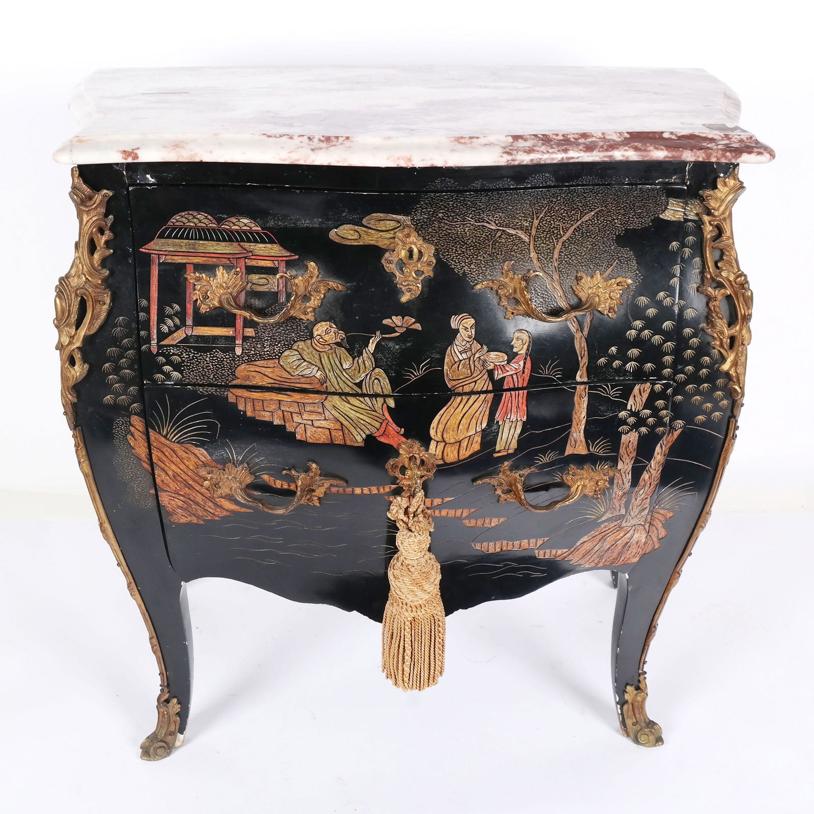 Louis XV-Style Bronze Mounted Lacquer Bombe Chest (1 of 16)