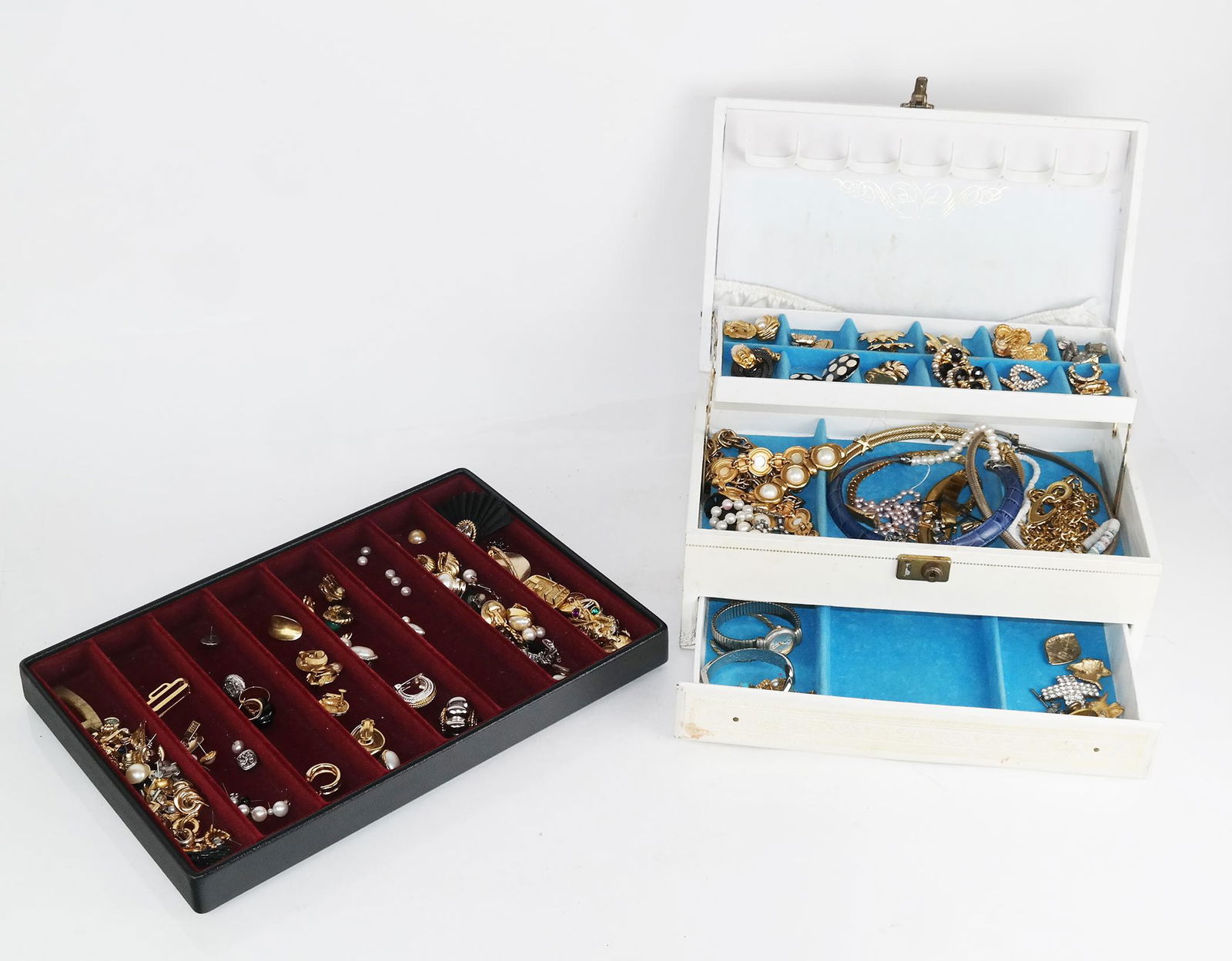 Three Section Jewelry Box Filled With Treasures (1 of 16)