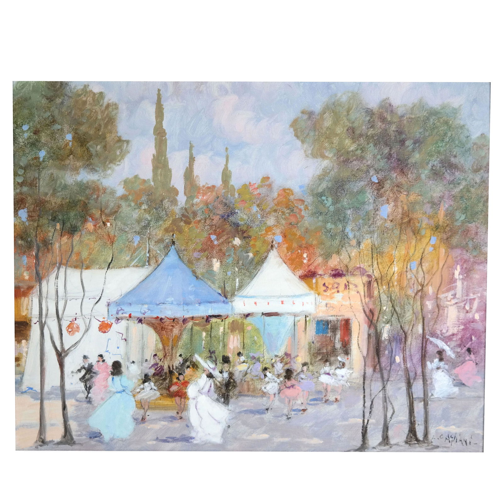 European Fairground Scene - Oil on Canvas (1 of 10)