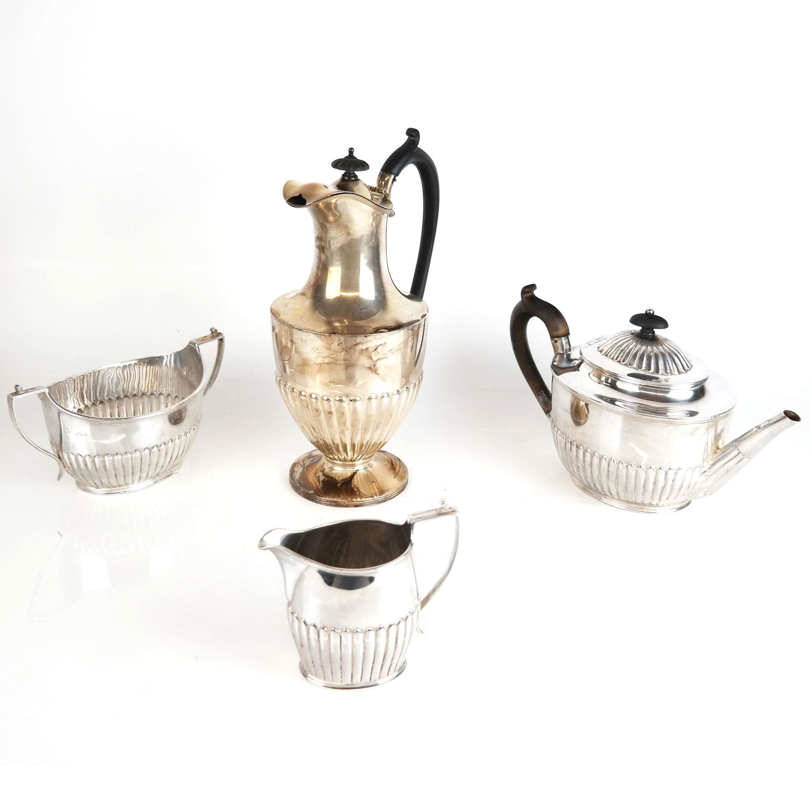 Four-Piece Assembled English Silver Coffee/Tea Set (1 of 9)